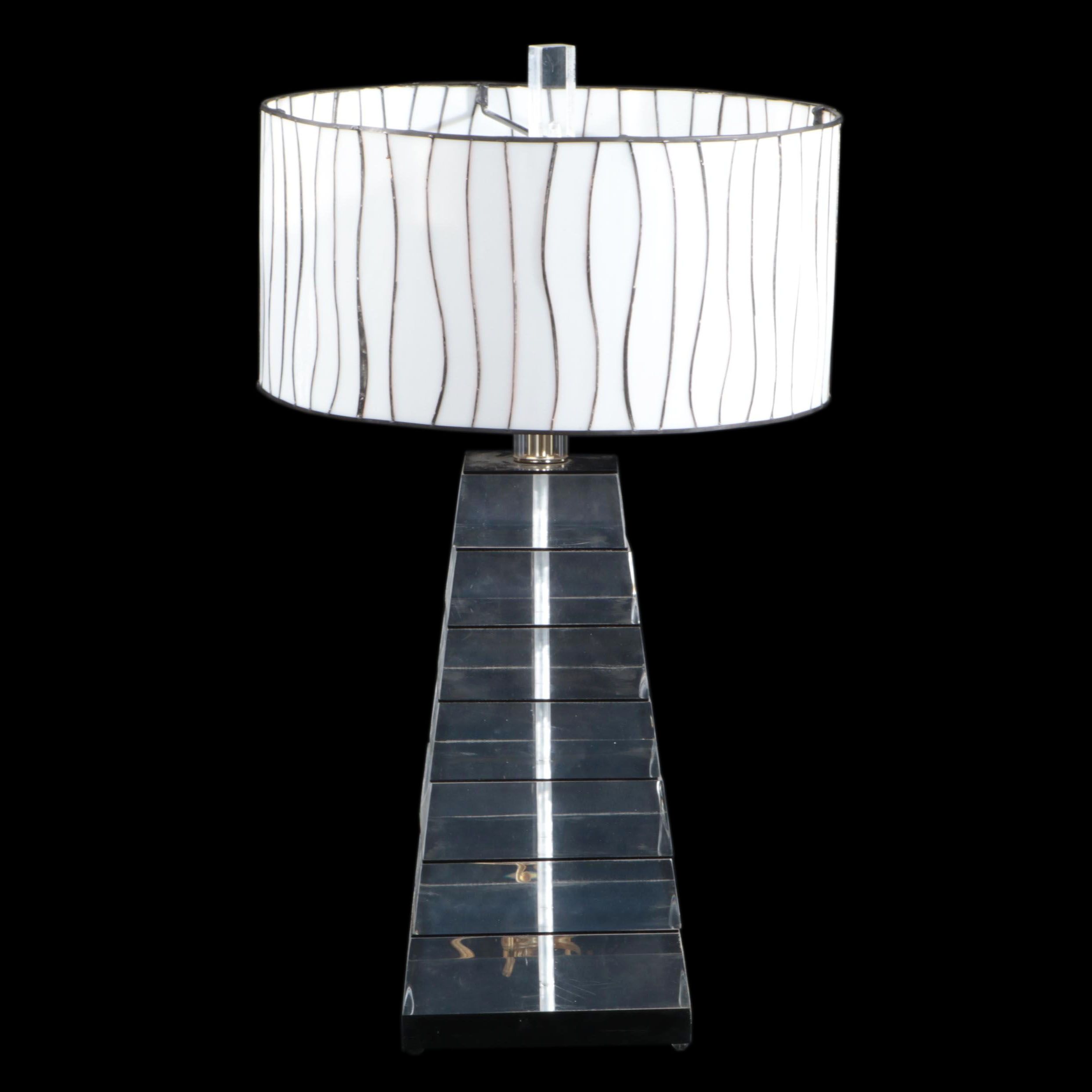 Modernist Stacked Glass Table Lamp with Slag Glass Shade, Late 20th Century