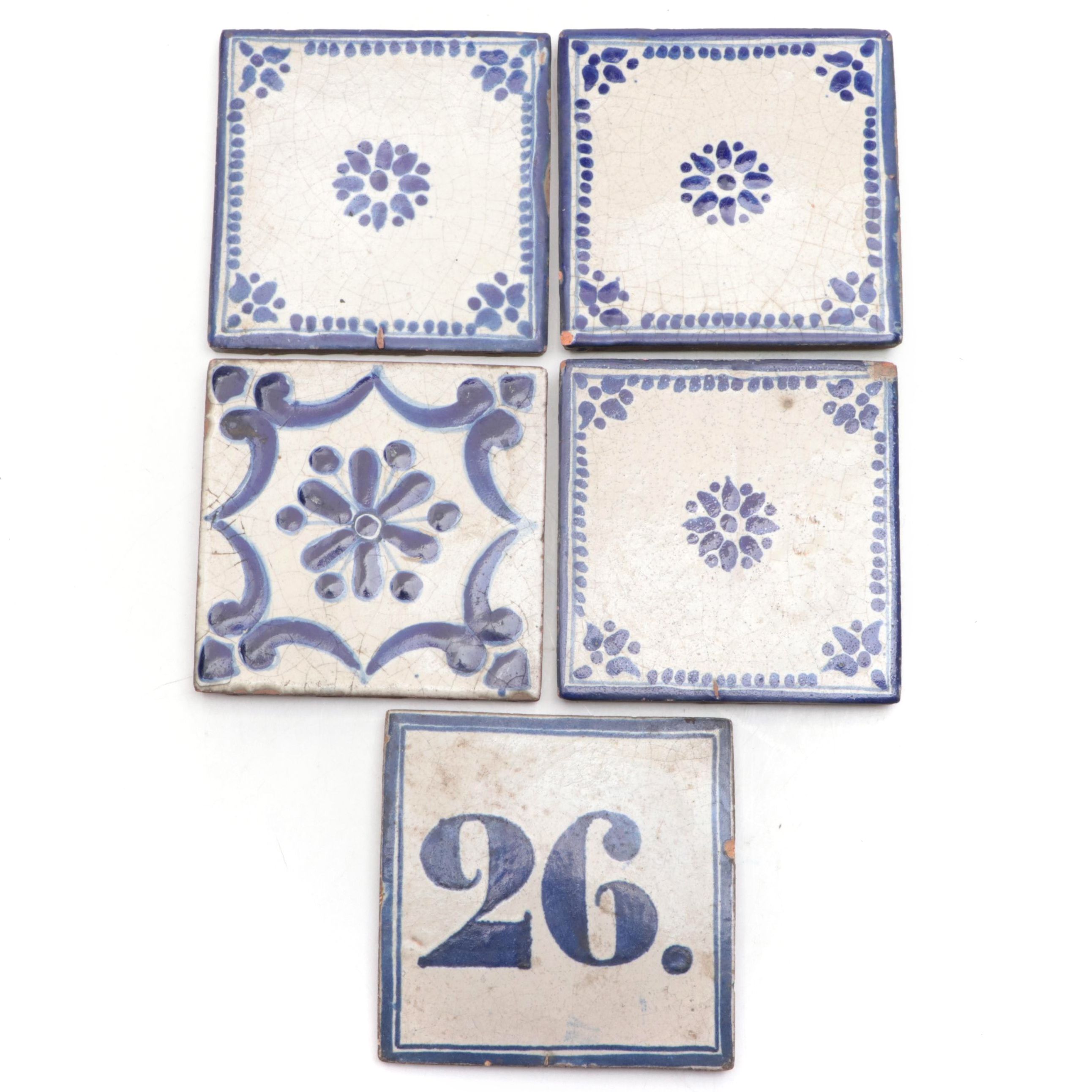 Blue and White Ceramic Tiles, 20th Century