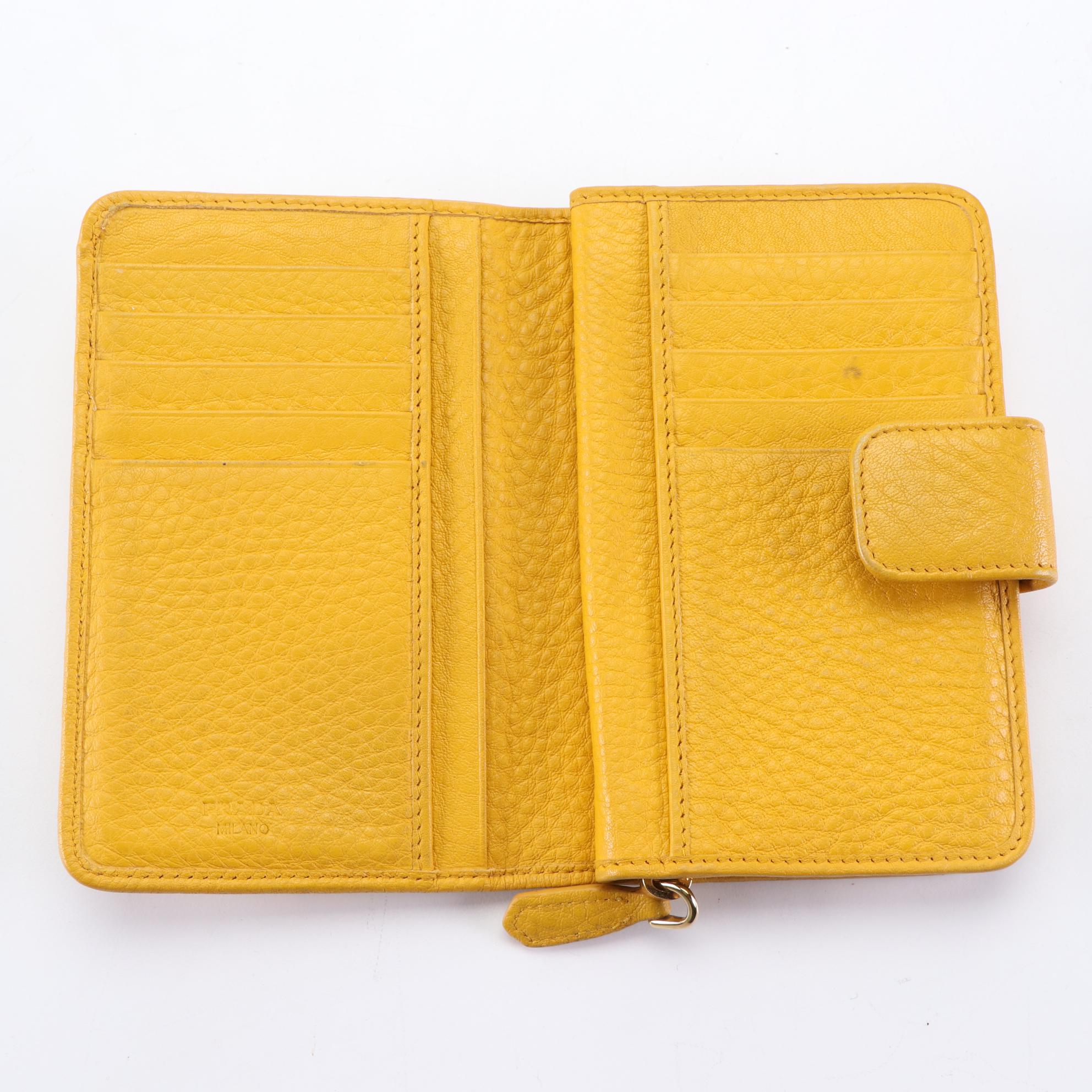 Prada Vitello Daino Leather Wallet in Mimosa