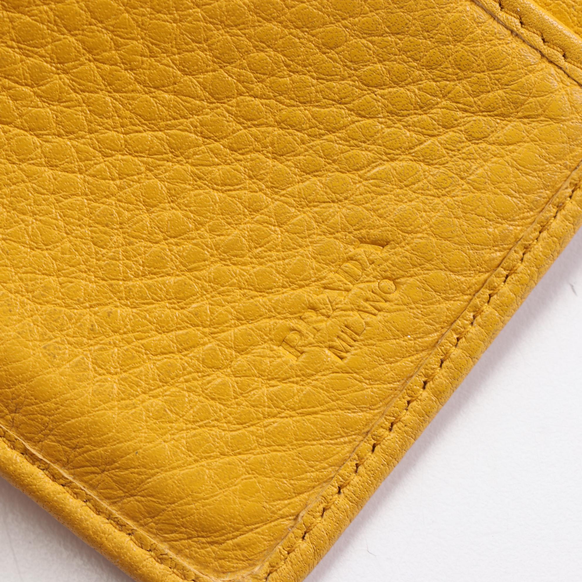 Prada Vitello Daino Leather Wallet in Mimosa