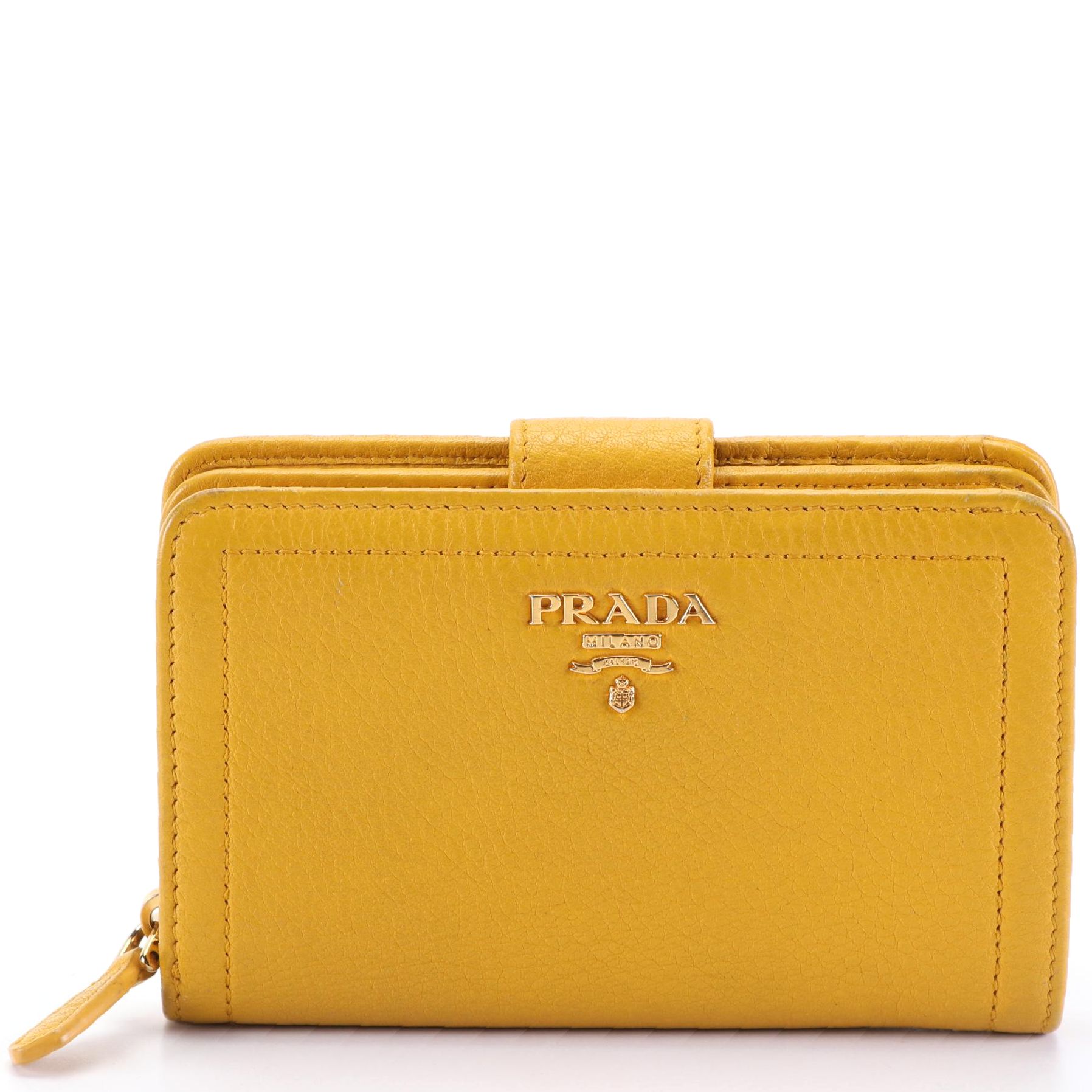 Prada Vitello Daino Leather Wallet in Mimosa