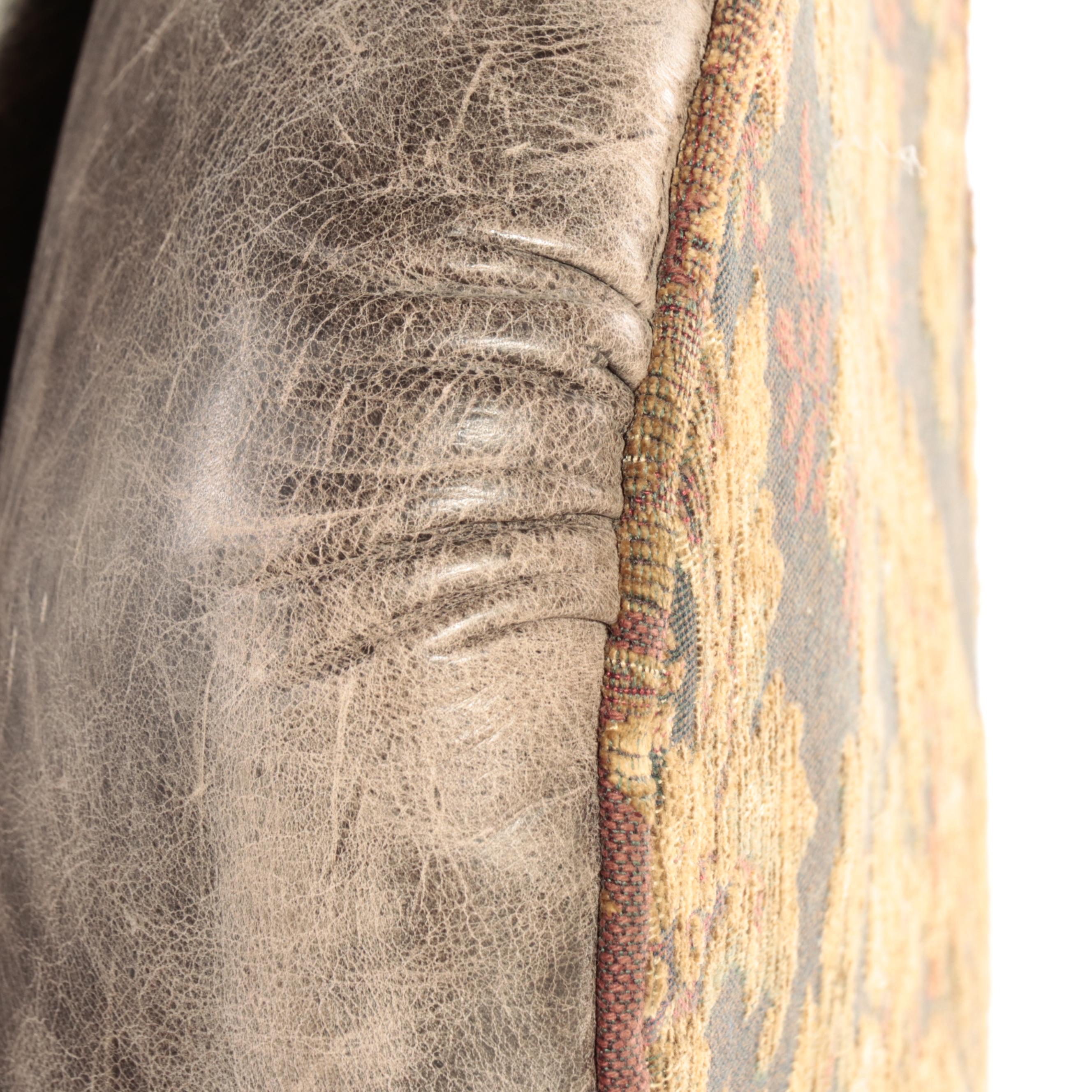 Robb & Stucky Leather and Fabric-Upholstered Loveseat Sofa