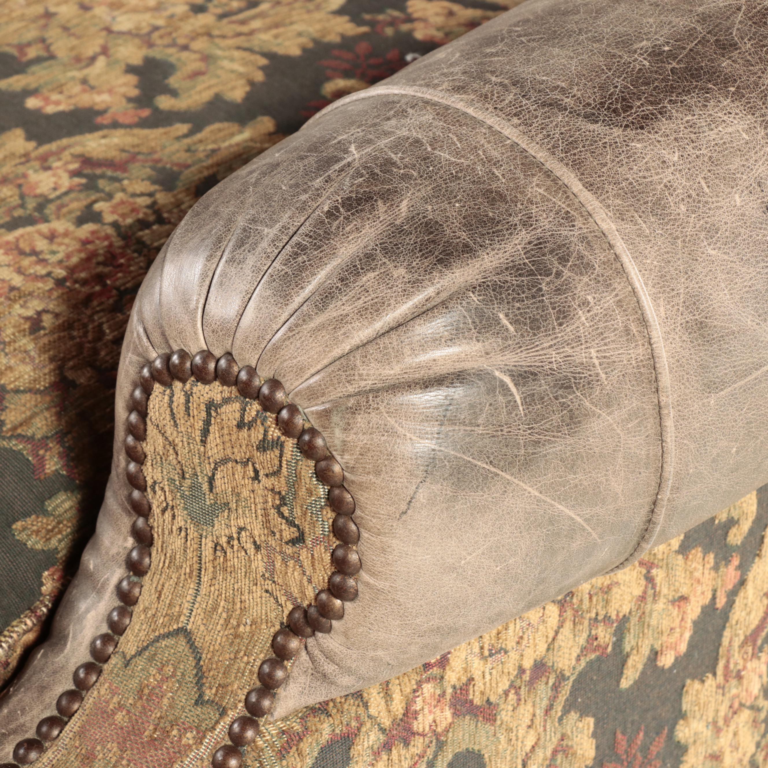 Robb & Stucky Leather and Fabric-Upholstered Loveseat Sofa