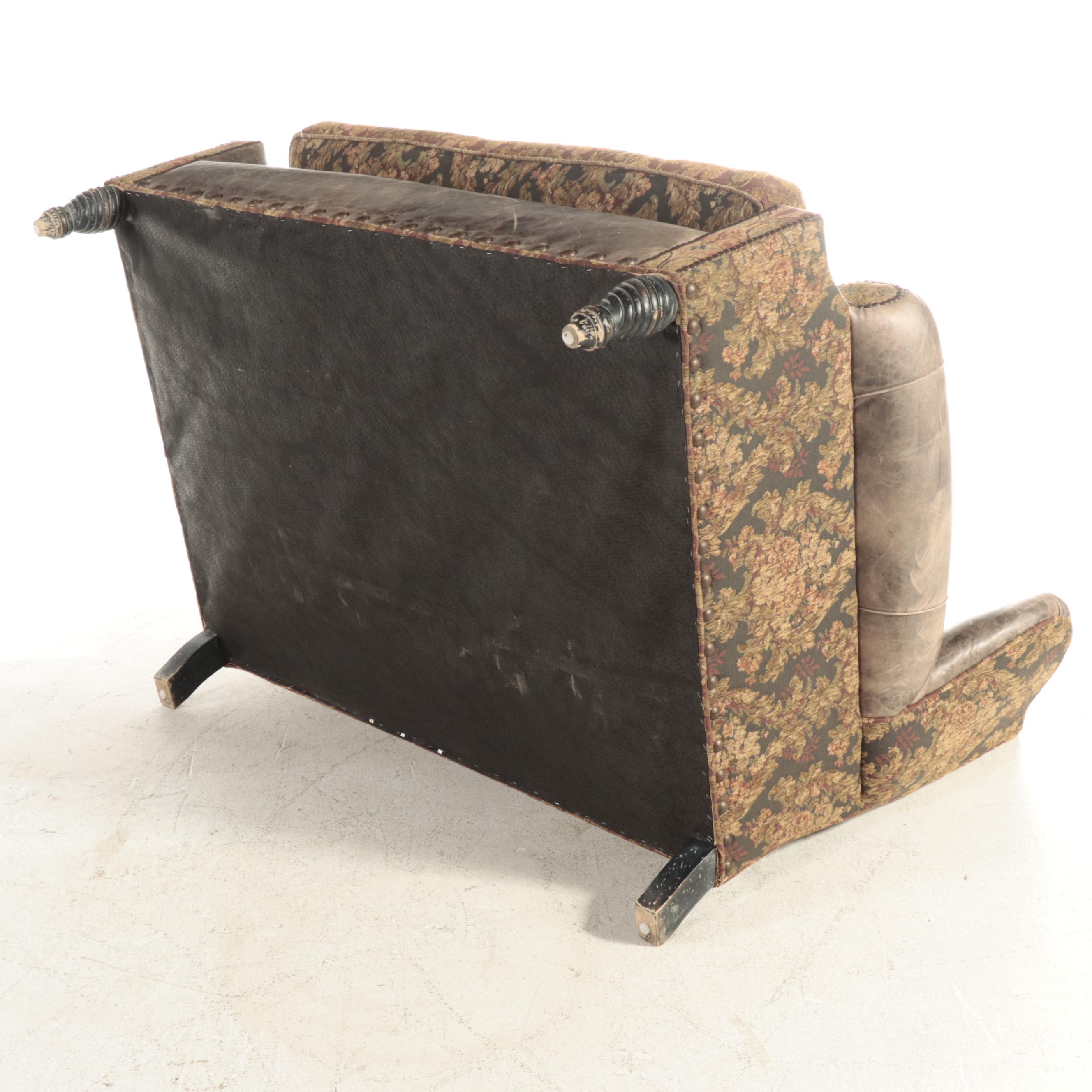 Robb & Stucky Leather and Fabric-Upholstered Loveseat Sofa