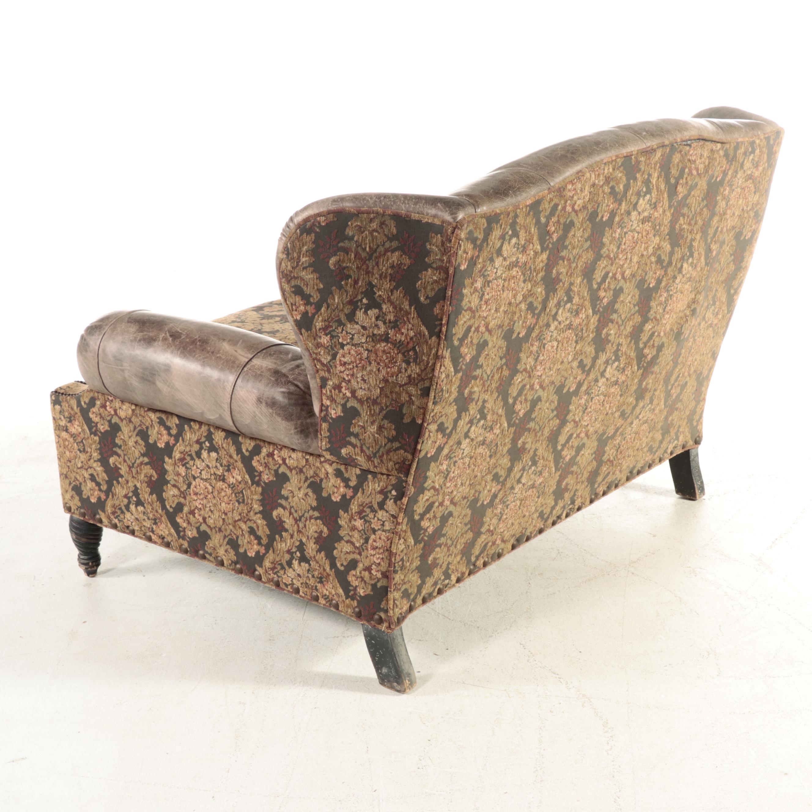 Robb & Stucky Leather and Fabric-Upholstered Loveseat Sofa