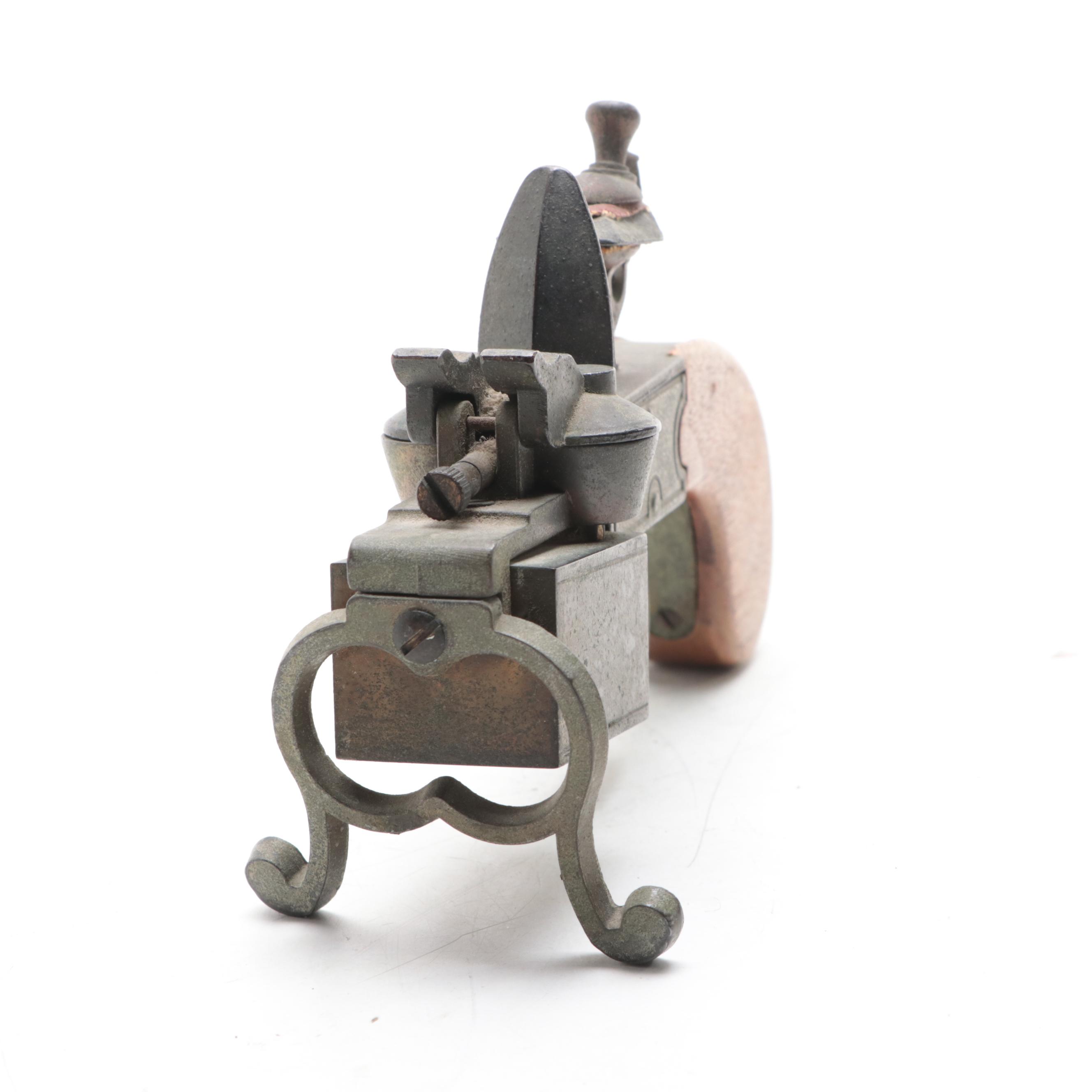 Dunhill Oak and Brass Tinder Pistol Table Lighter, Vintage