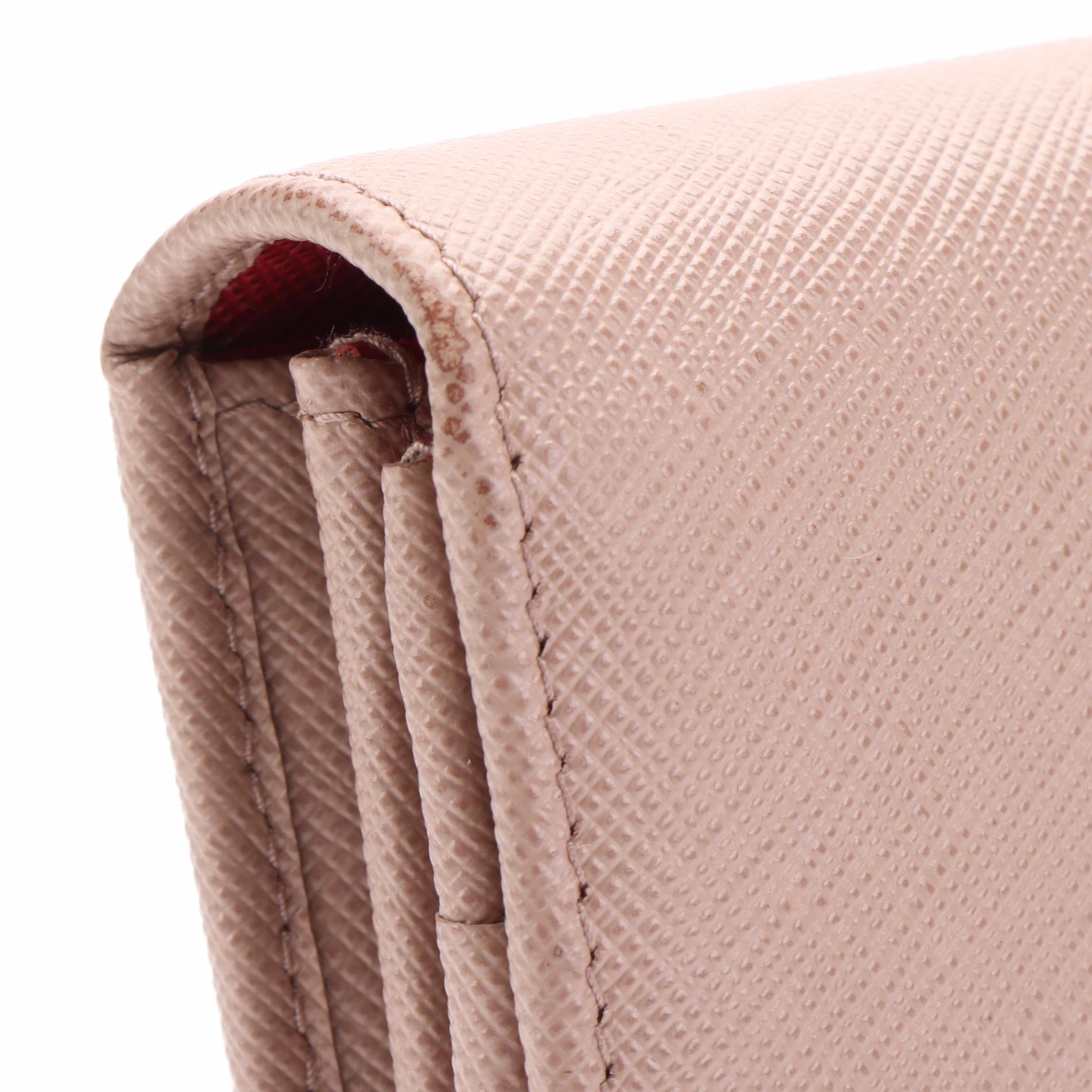 Prada Continental Wallet in Beige Saffiano Leather