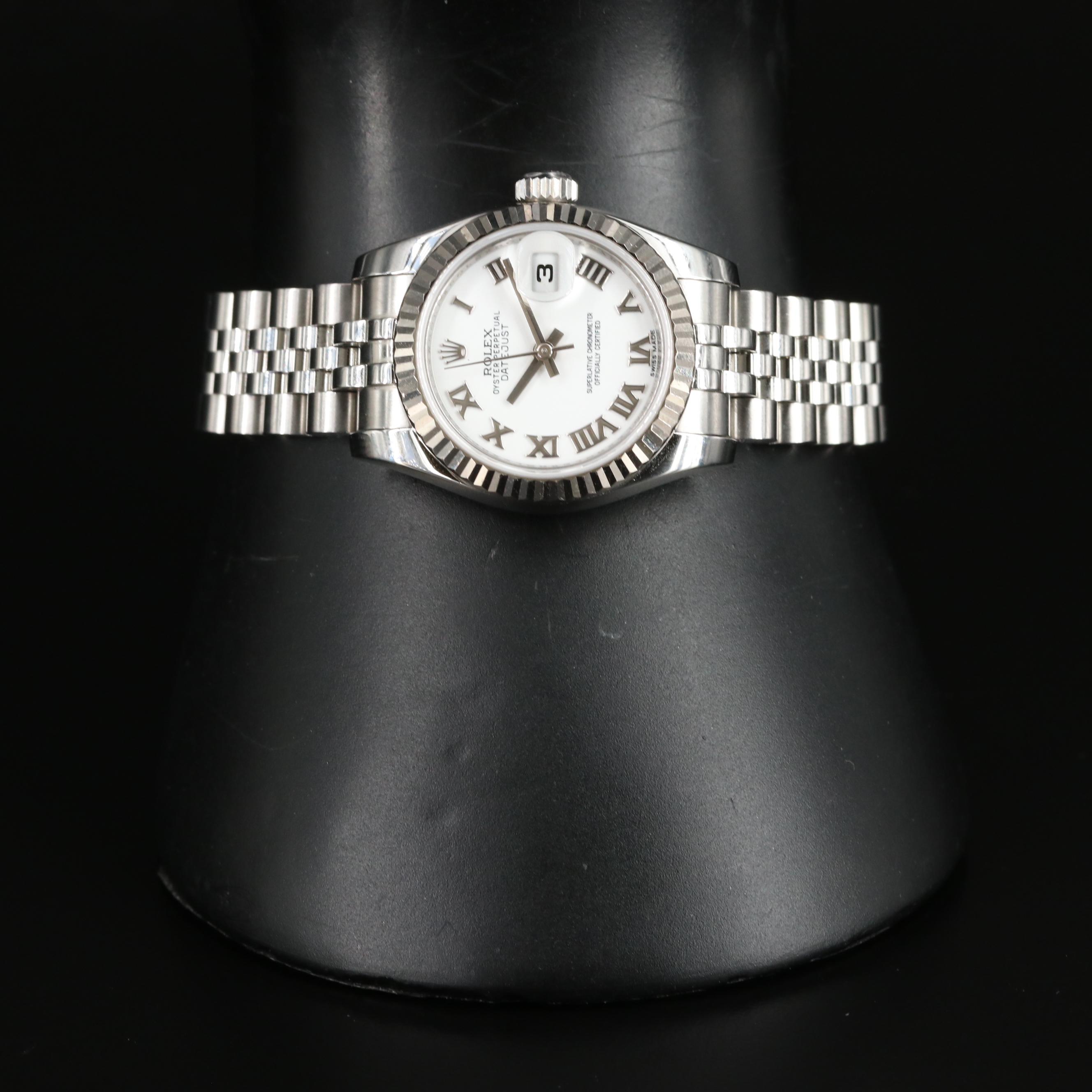 Rolex Oyster Perpetual White Roman Dial Datejust Watch
