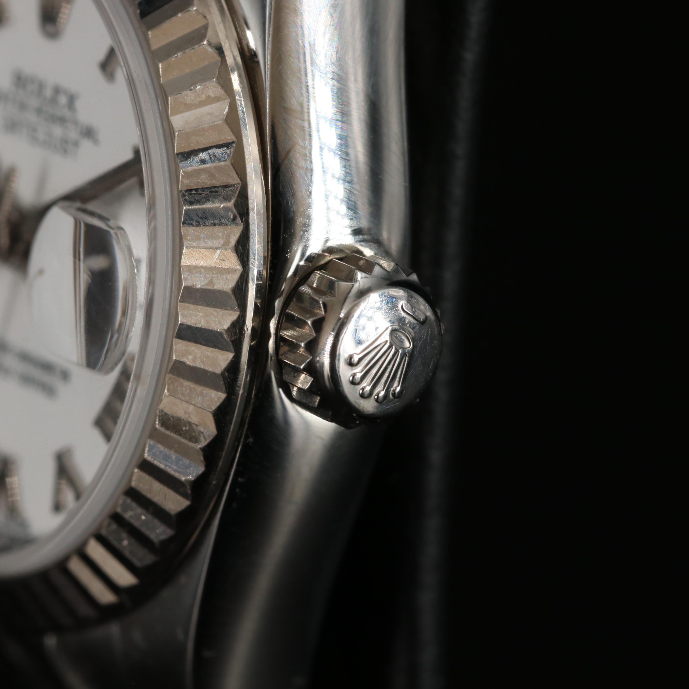 Rolex Oyster Perpetual White Roman Dial Datejust Watch