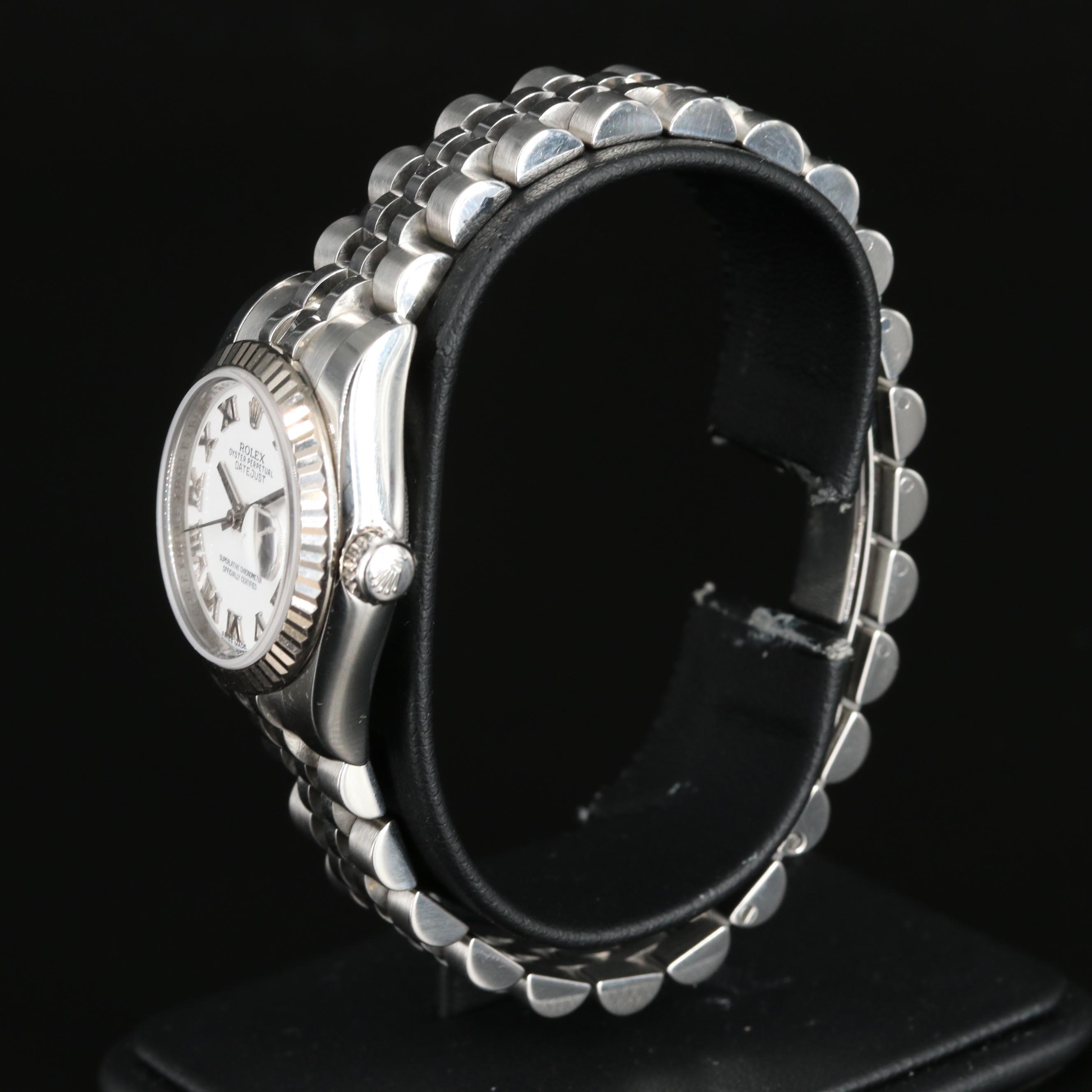 Rolex Oyster Perpetual White Roman Dial Datejust Watch