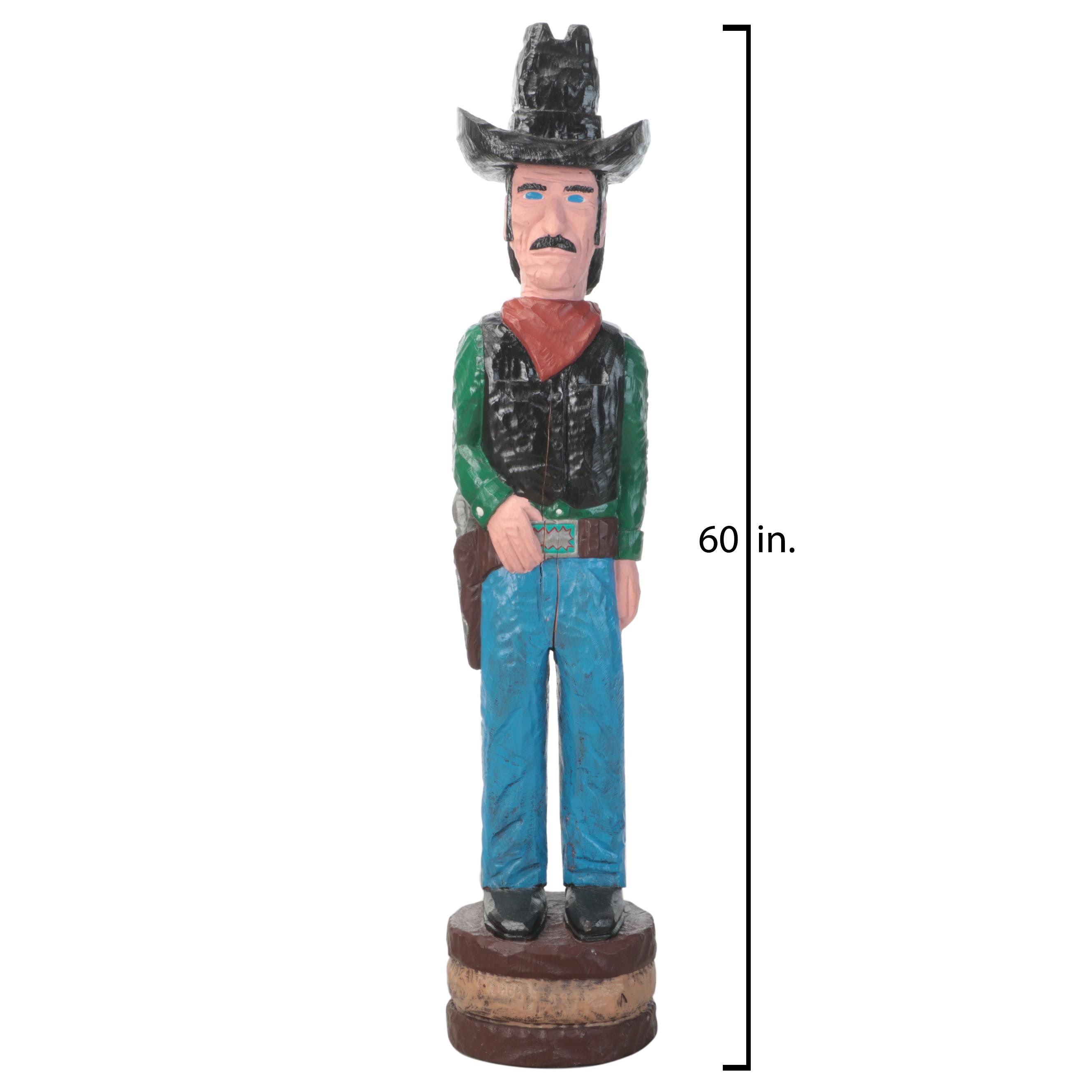 Frank Gallagher Carved and Painted Wooden Folk Art Sculpture of a Cowboy