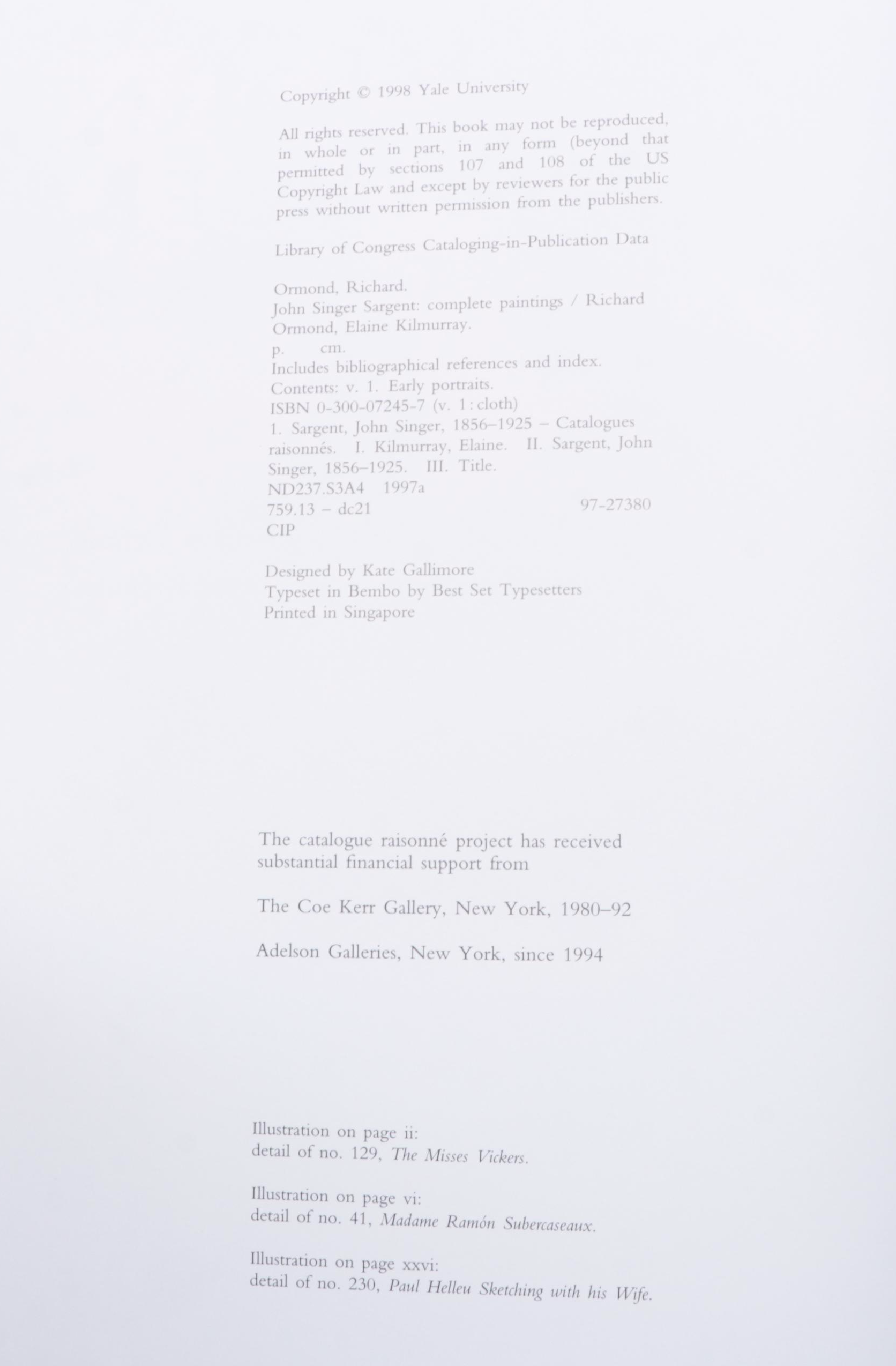 "John Singer Sargent: The Early Portraits" Vol. I and More Art Books