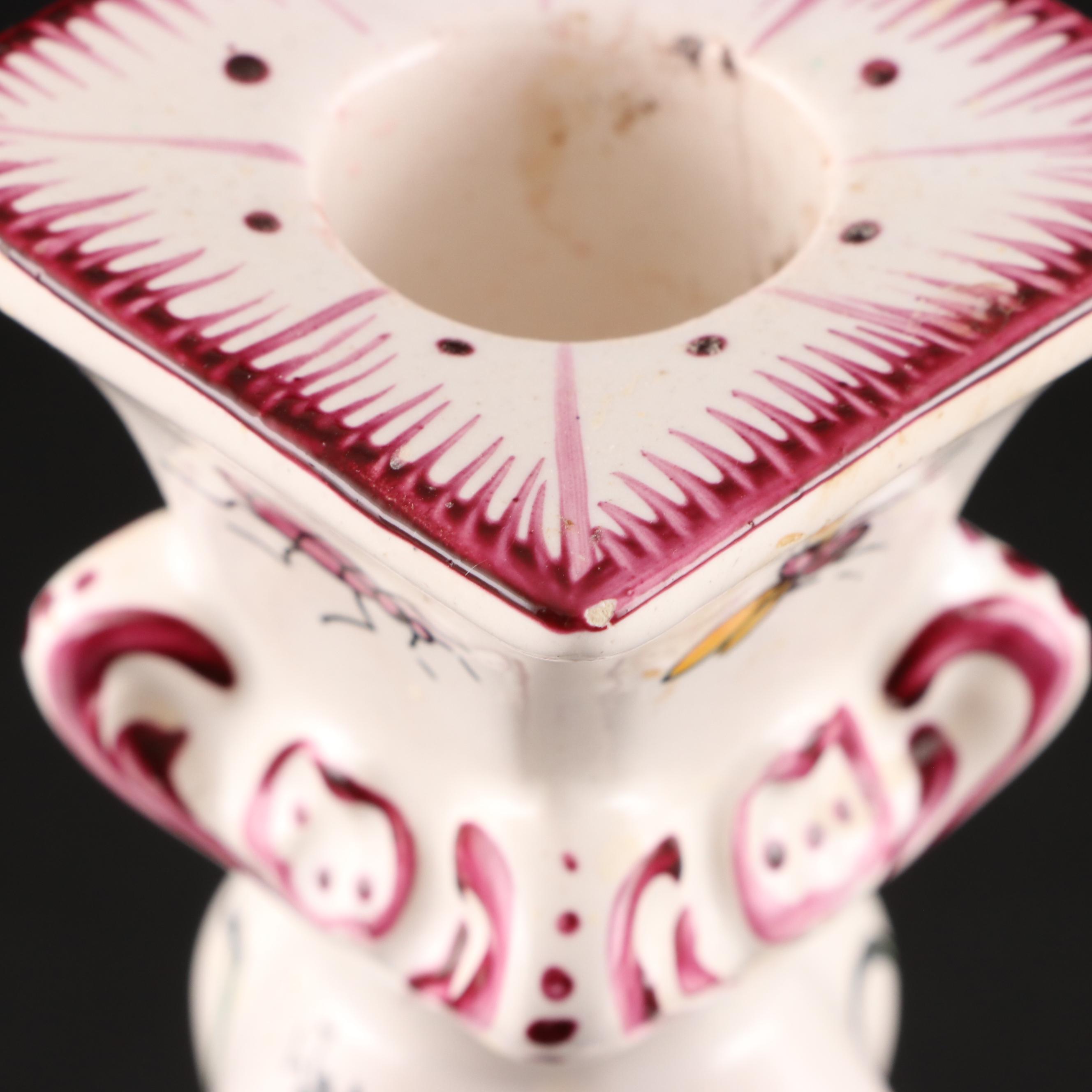 Gruyeres Faience Candlesticks and Centerpiece Bowl