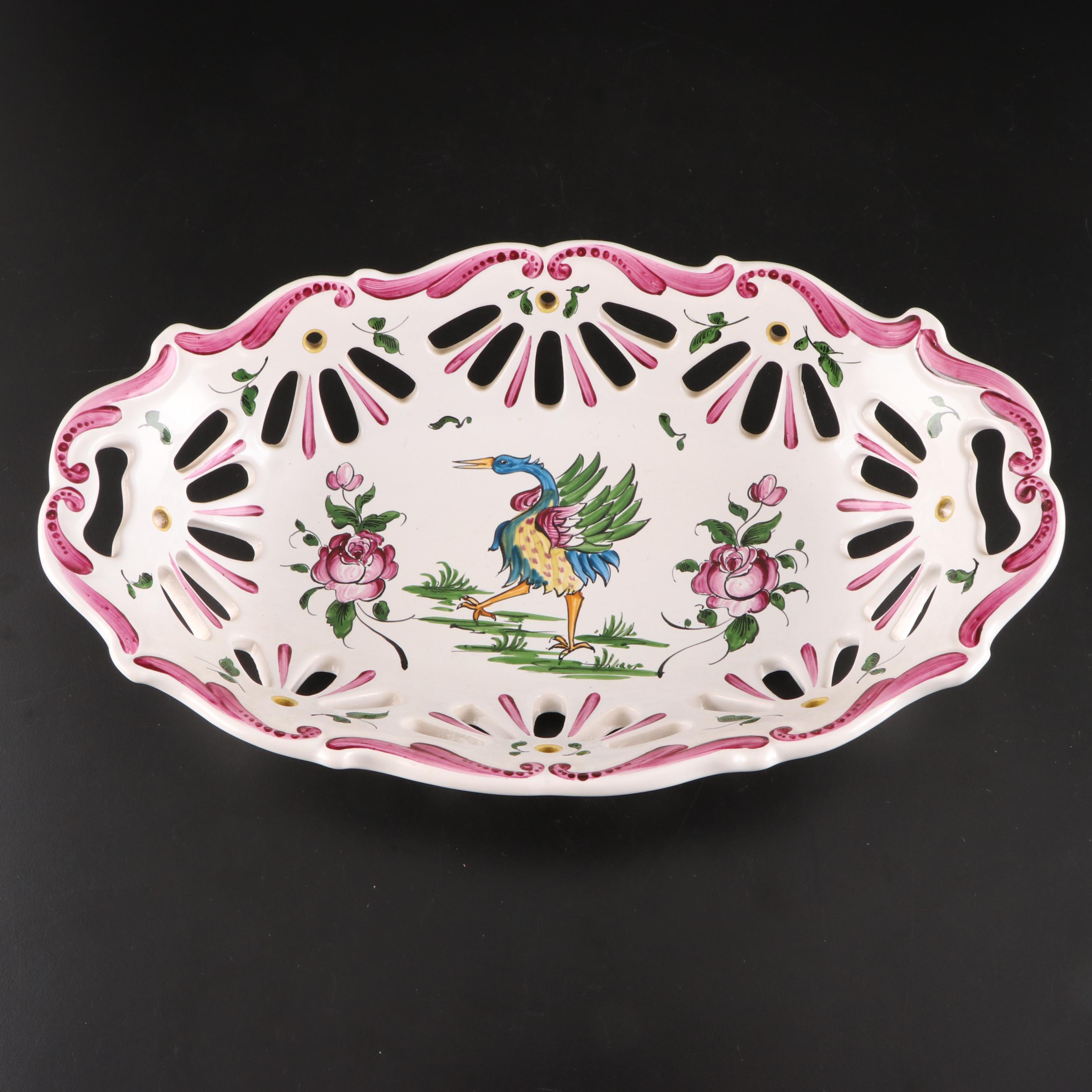 Gruyeres Faience Candlesticks and Centerpiece Bowl