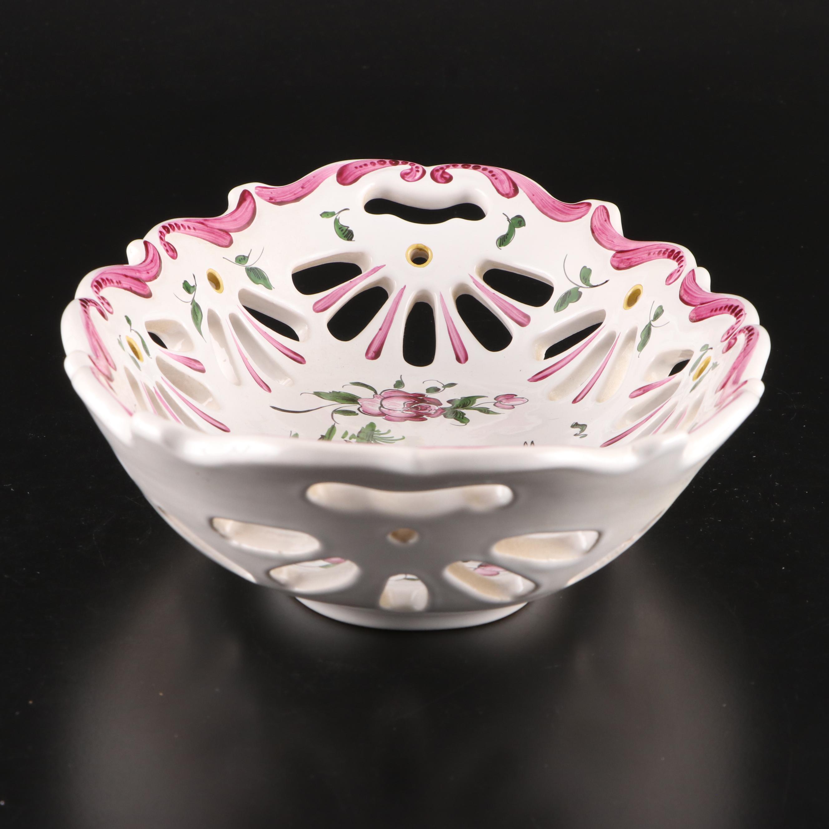 Gruyeres Faience Candlesticks and Centerpiece Bowl