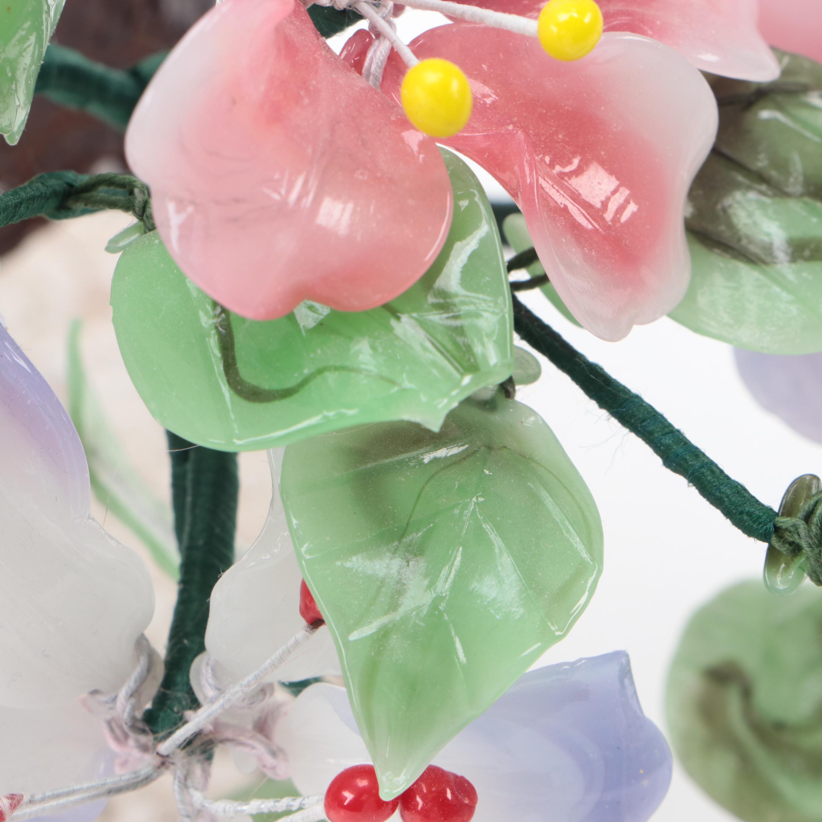 Chinese Agate Glass Flowering Bonsai Tree