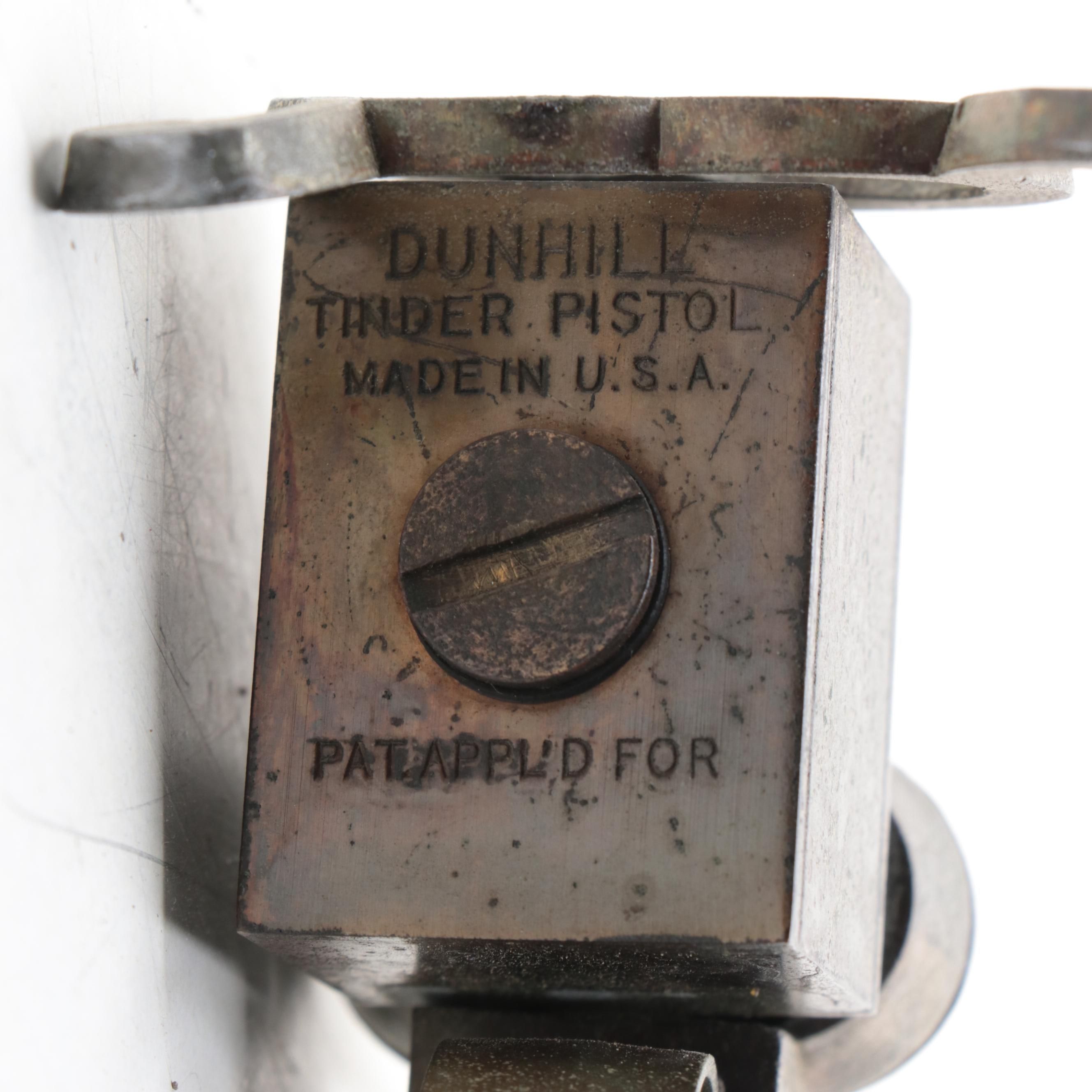 Dunhill Oak and Brass Tinder Pistol Table Lighter, Vintage