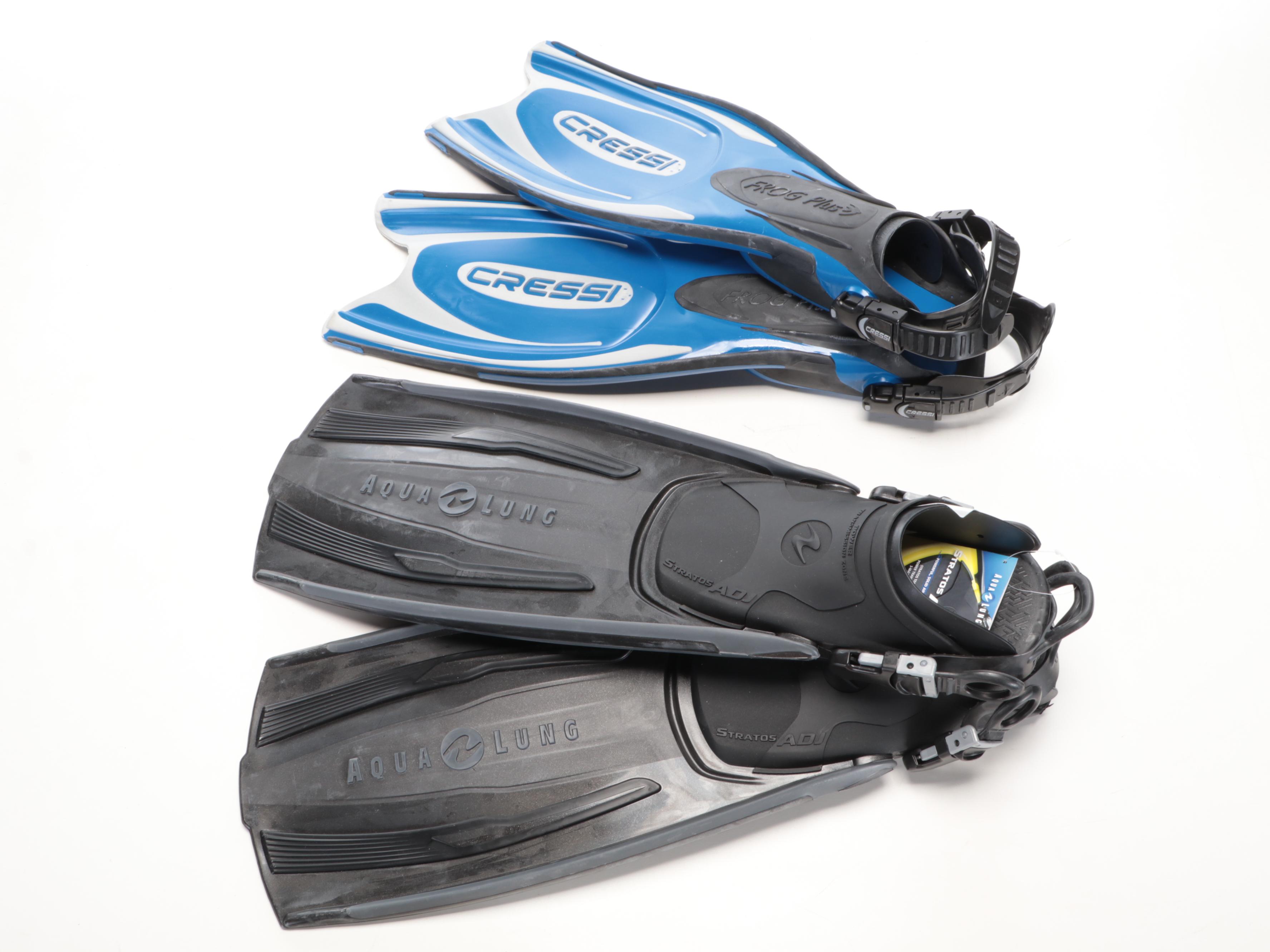 Ful Dive Luggage, Cressi and Agua Lung Fins, Boots, and PADI Diving