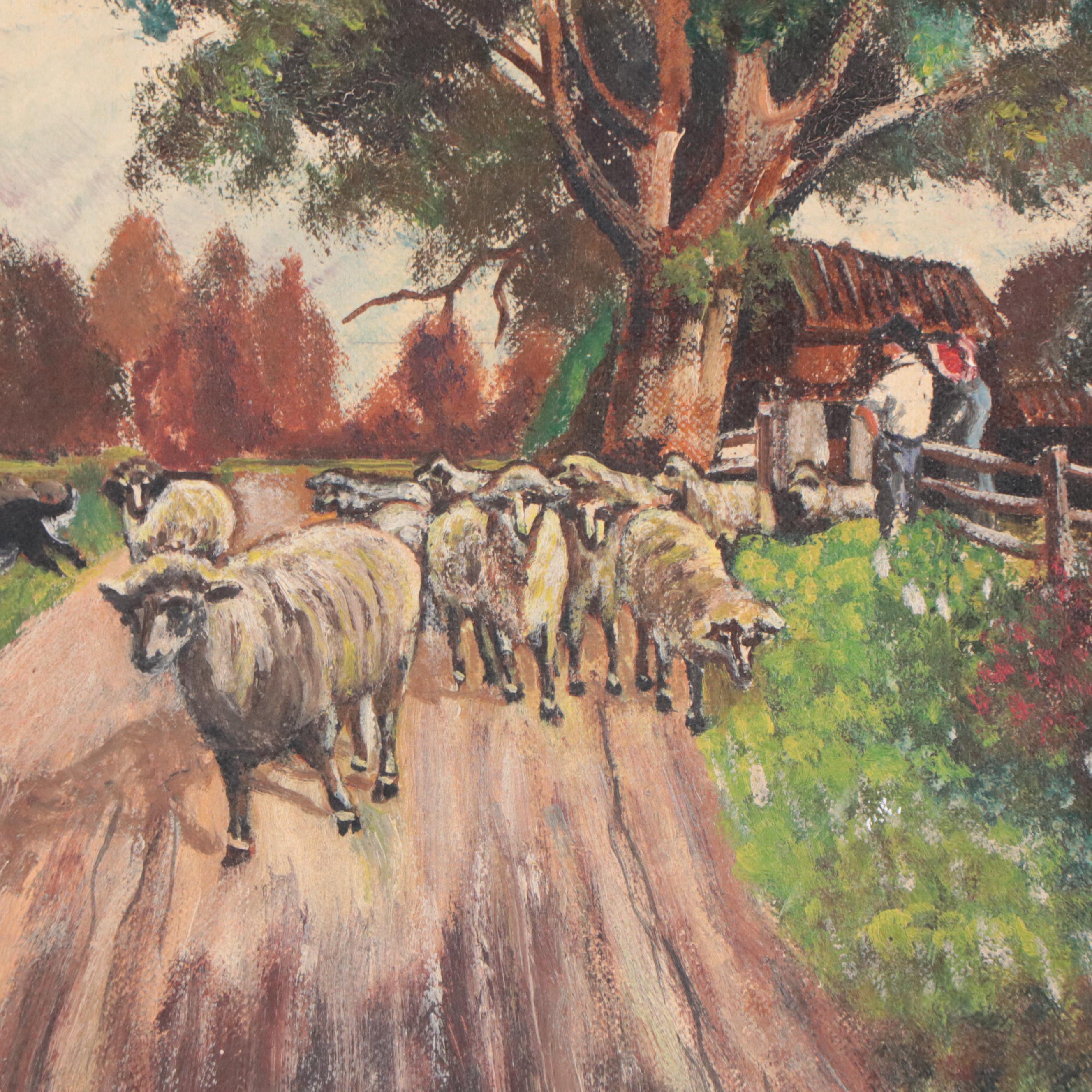C. S. Weber Oil Painting "Going to Pasture," Circa 1964