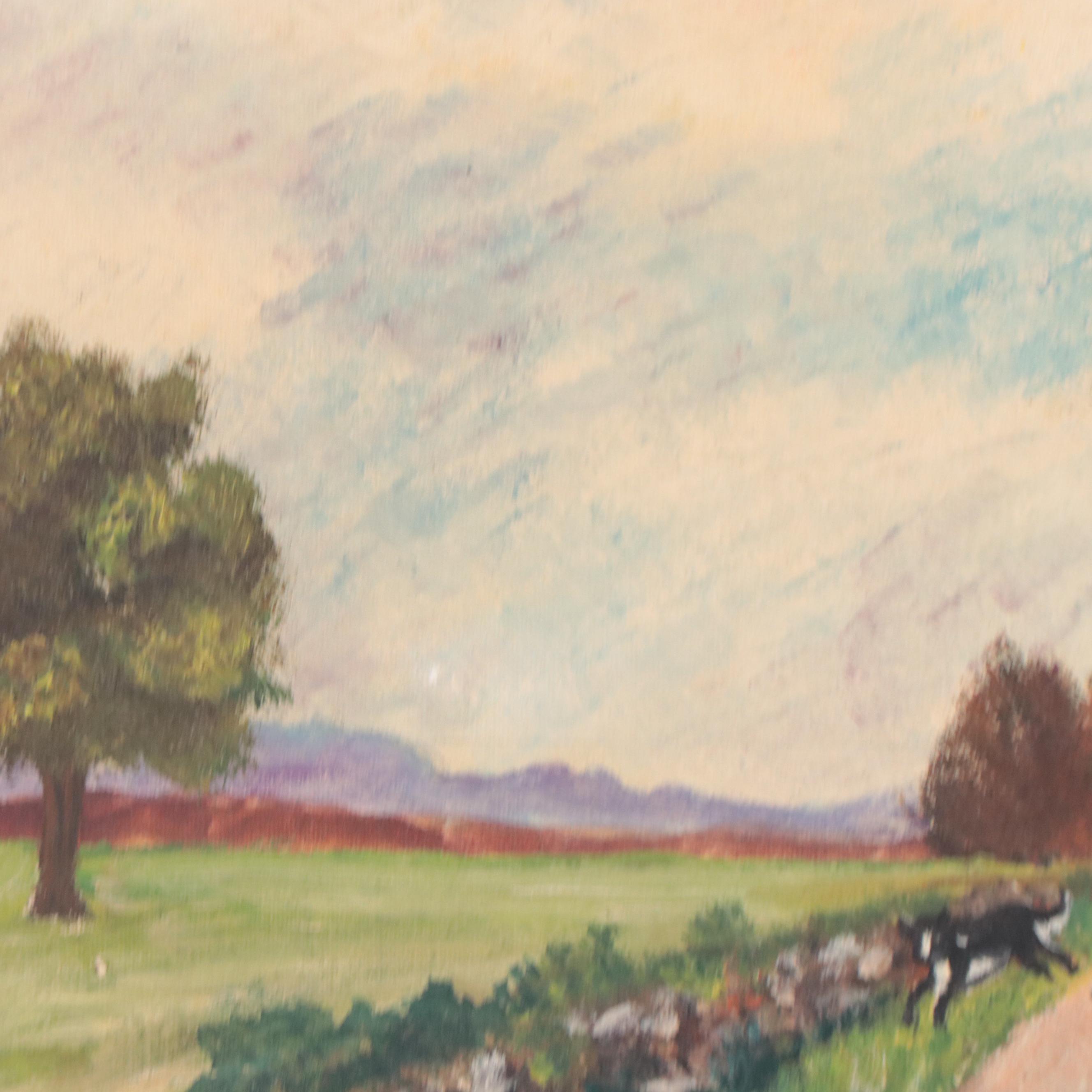 C. S. Weber Oil Painting "Going to Pasture," Circa 1964