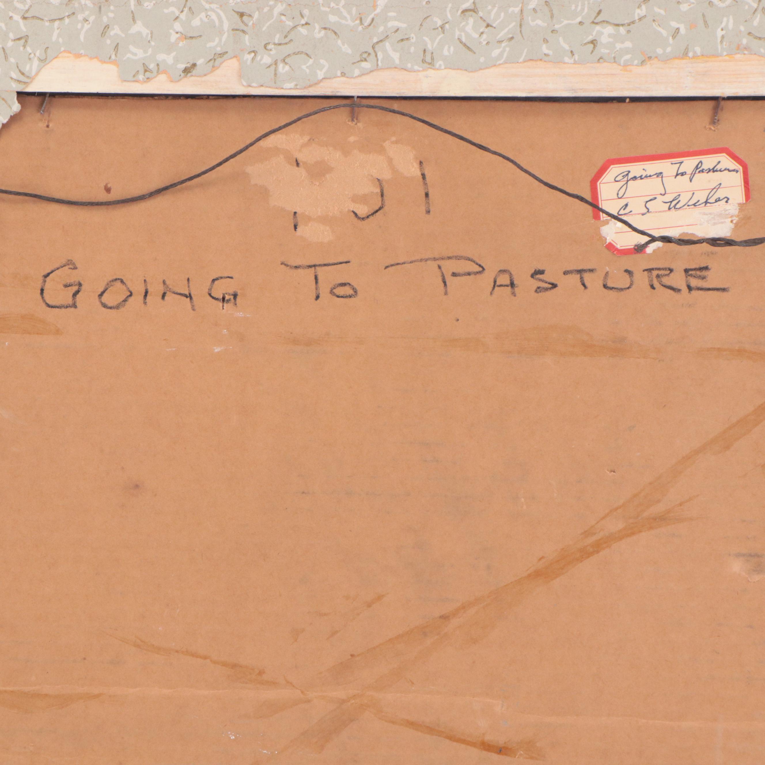 C. S. Weber Oil Painting "Going to Pasture," Circa 1964