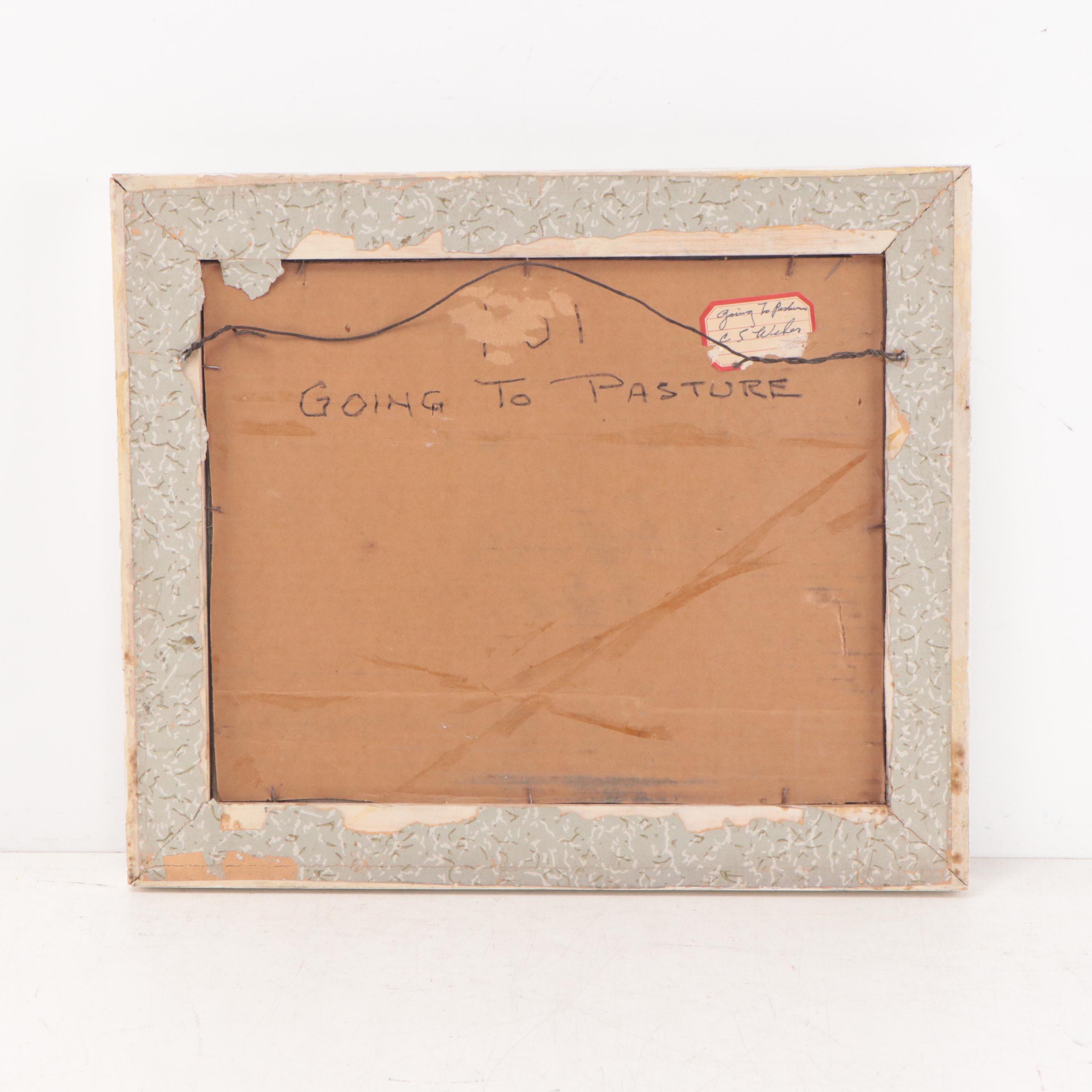 C. S. Weber Oil Painting "Going to Pasture," Circa 1964