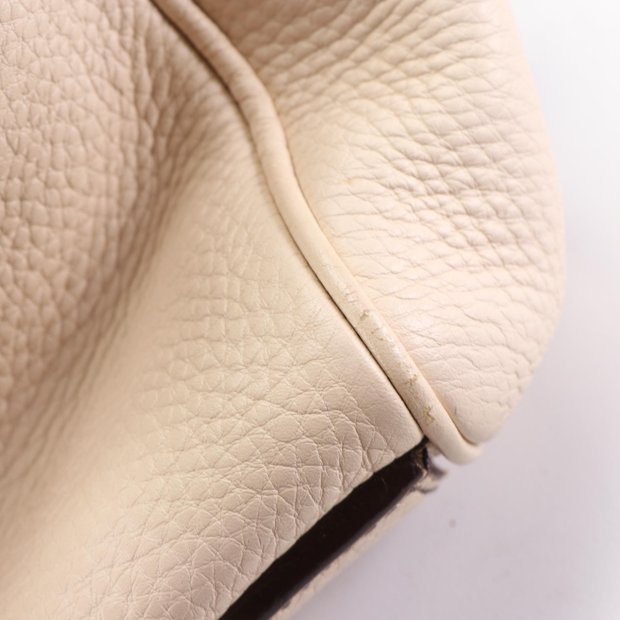 Prada Logo Boston Bag BR3091 in Off-White Vitello Daino Leather