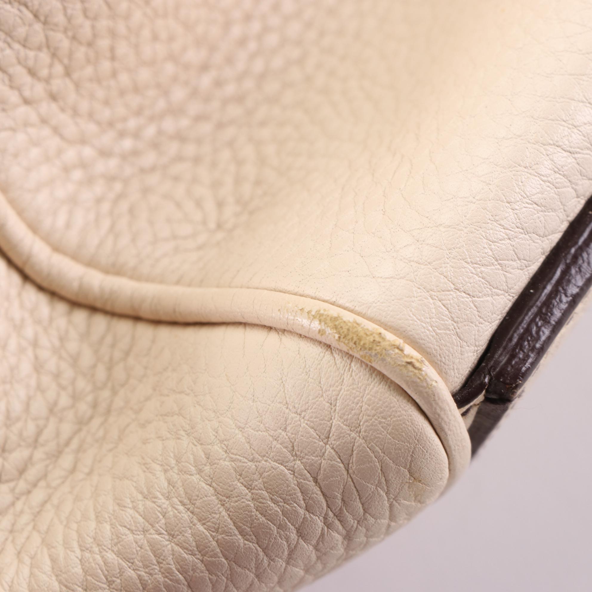 Prada Logo Boston Bag BR3091 in Off-White Vitello Daino Leather