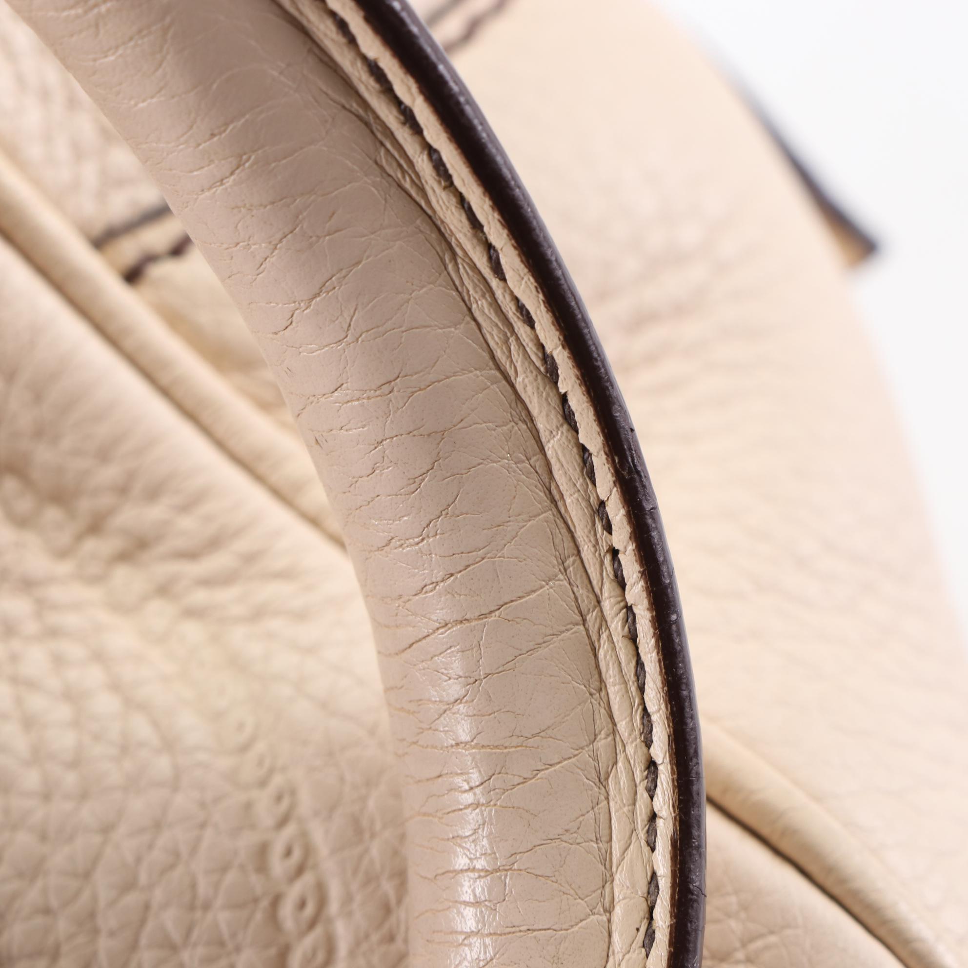 Prada Logo Boston Bag BR3091 in Off-White Vitello Daino Leather