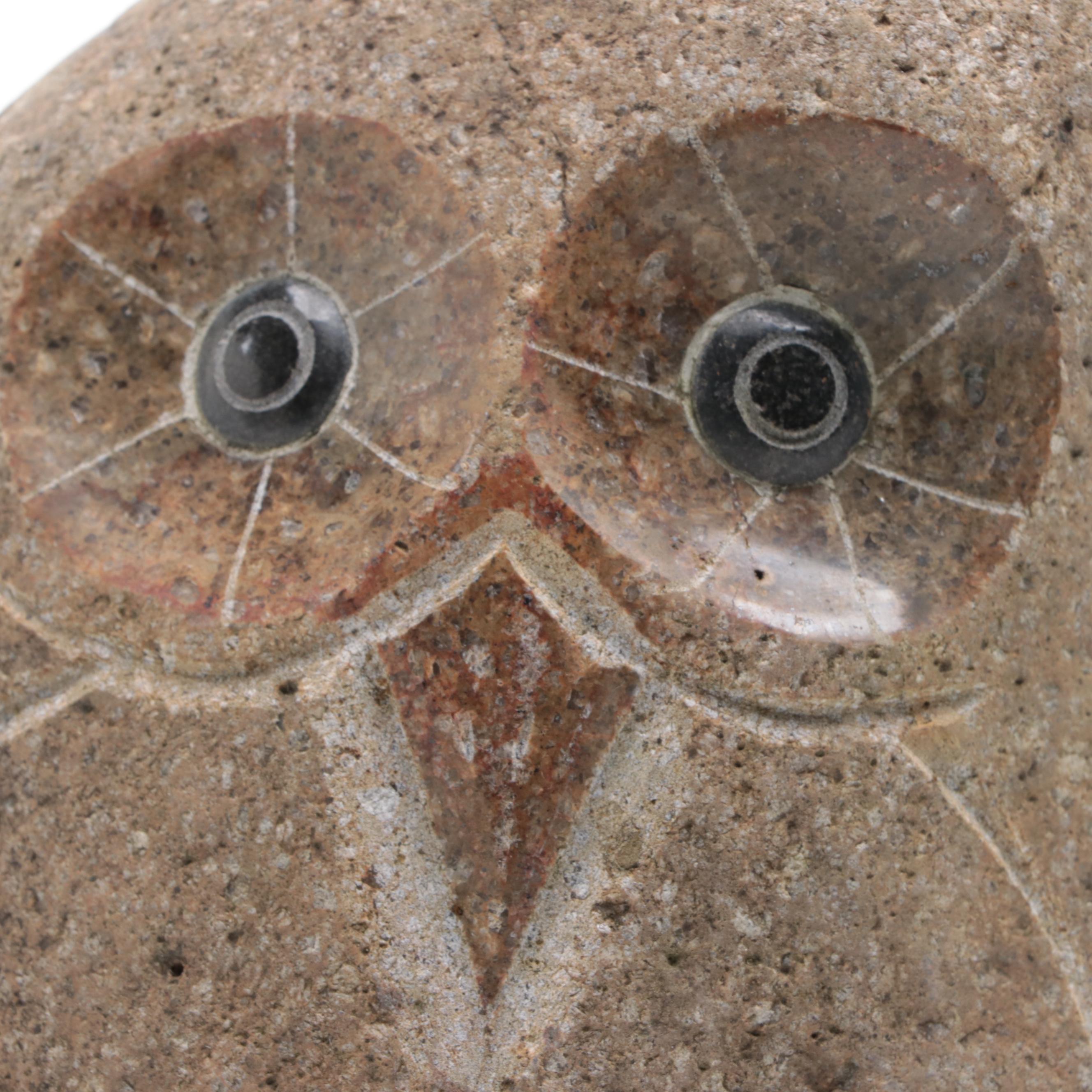 Carved Stone Owl Figurine
