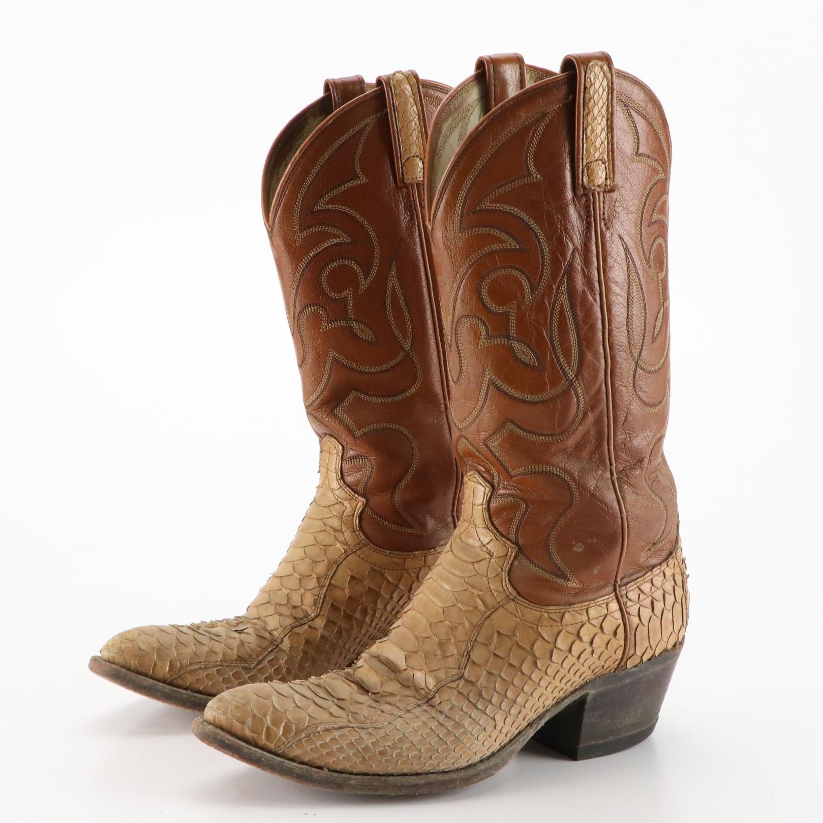 Dan Post Snakeskin and Leather Cowboy Boots
