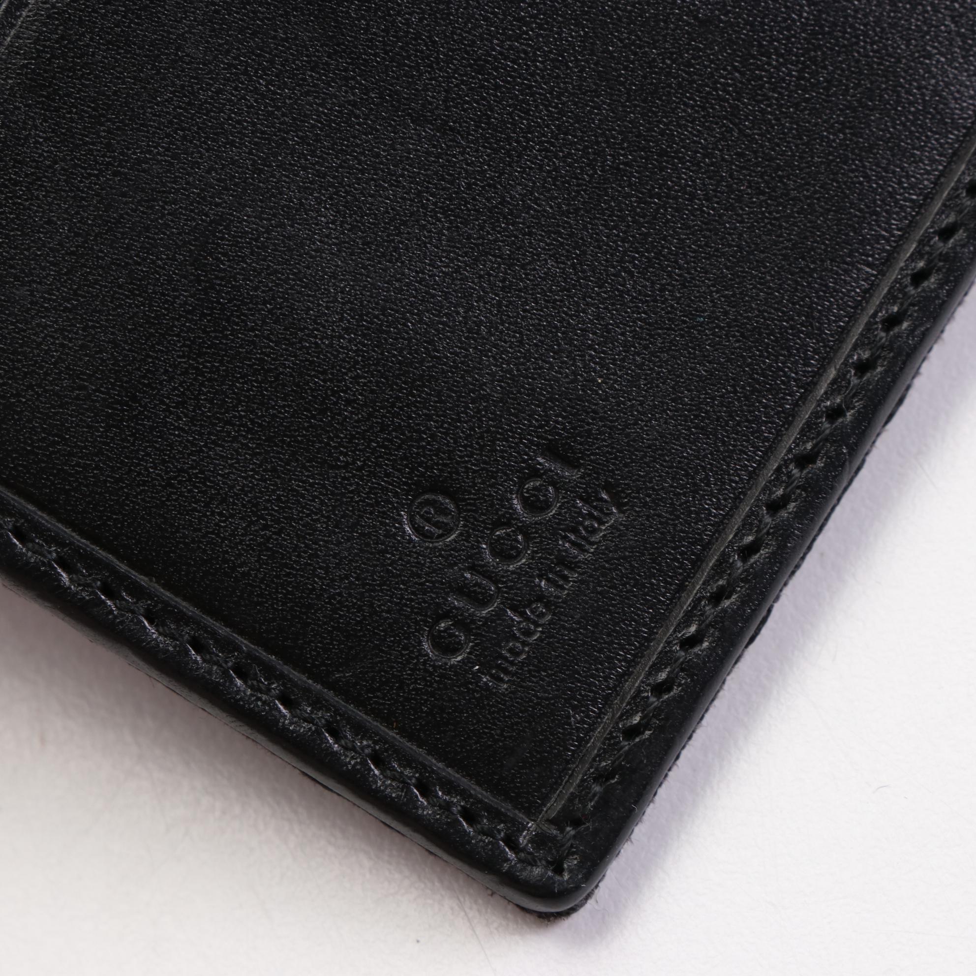 Gucci Piston Lock Bifold Wallet in Black GG Canvas and Leather Trim EBTH