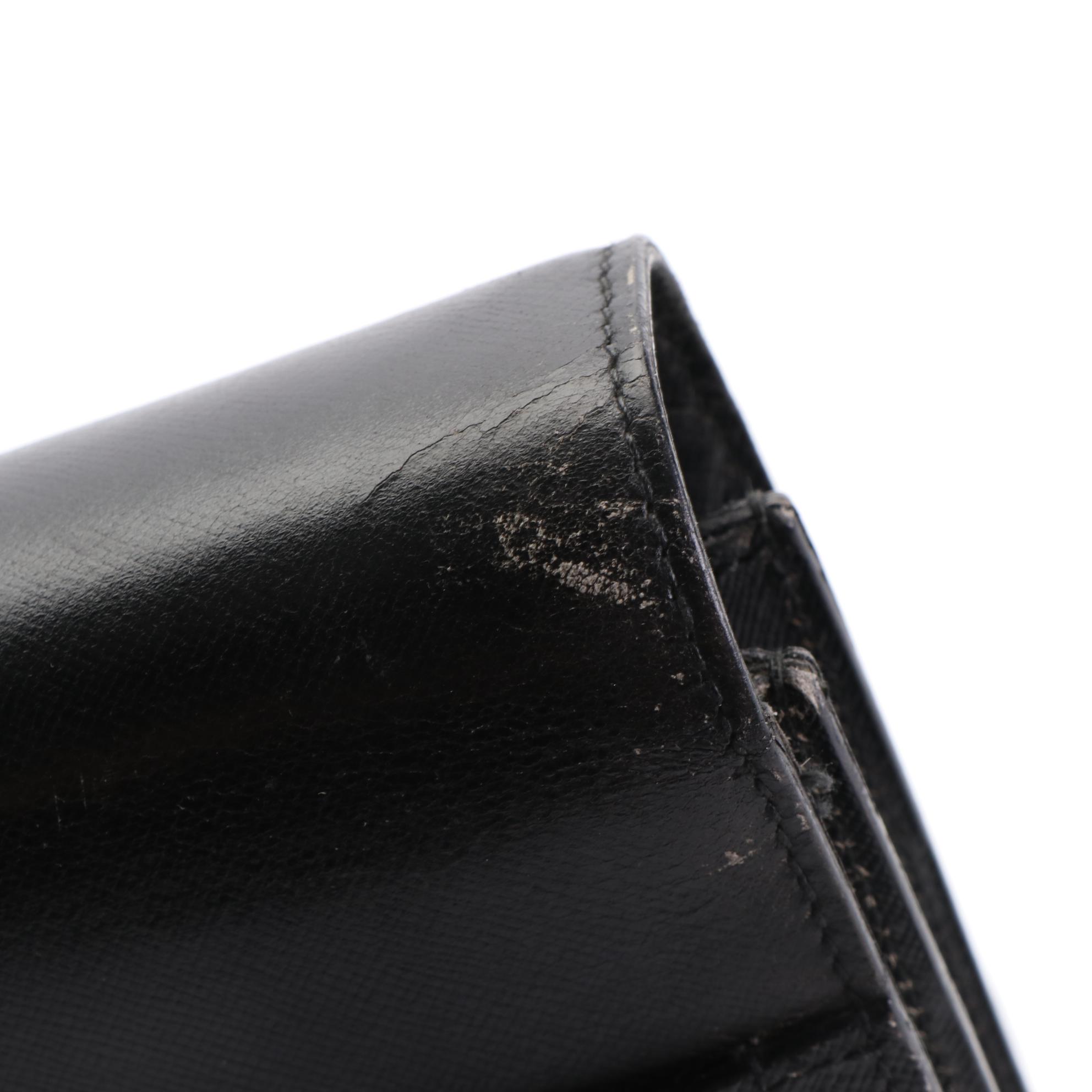 Prada Black Saffiano Leather Squeeze Lock Briefcase