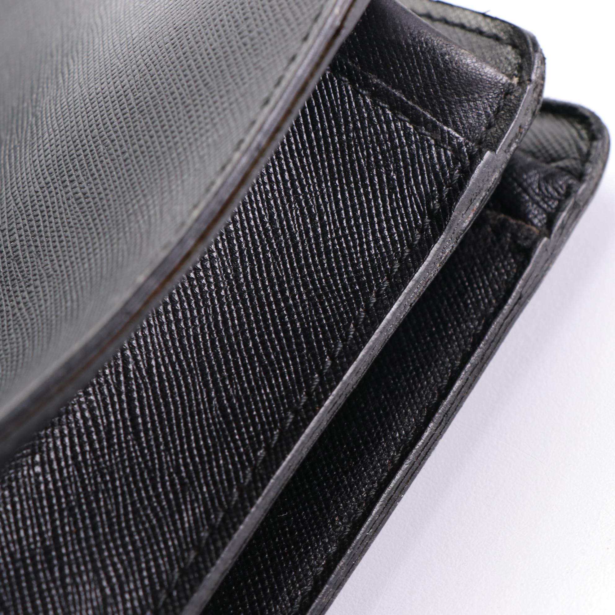 Prada Black Saffiano Leather Squeeze Lock Briefcase