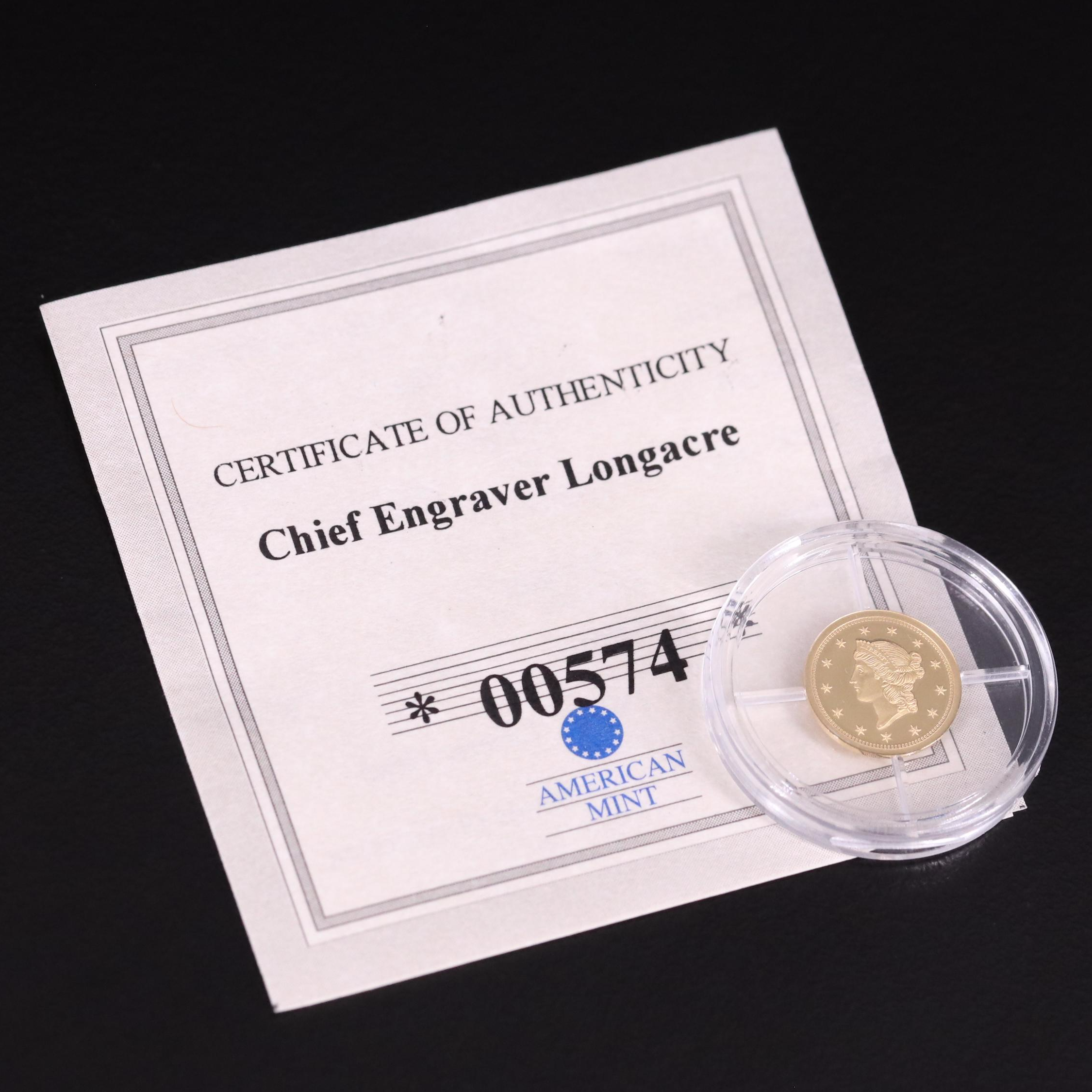 Miniature U.S. Coin Replica, 14K Gold