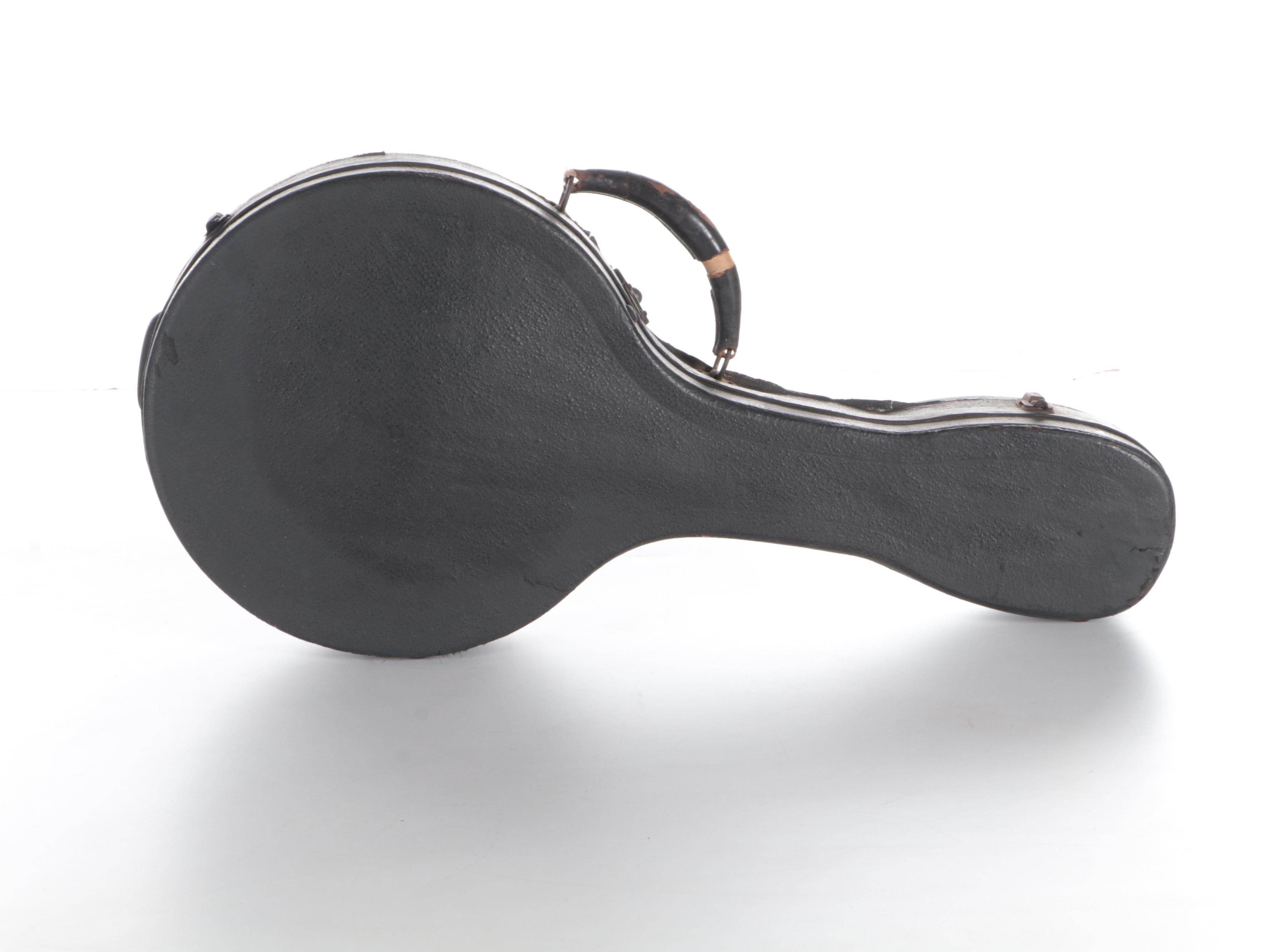 Wooden and Mother-of-Pearl Inlaid Junior Mandolin Banjo with Case