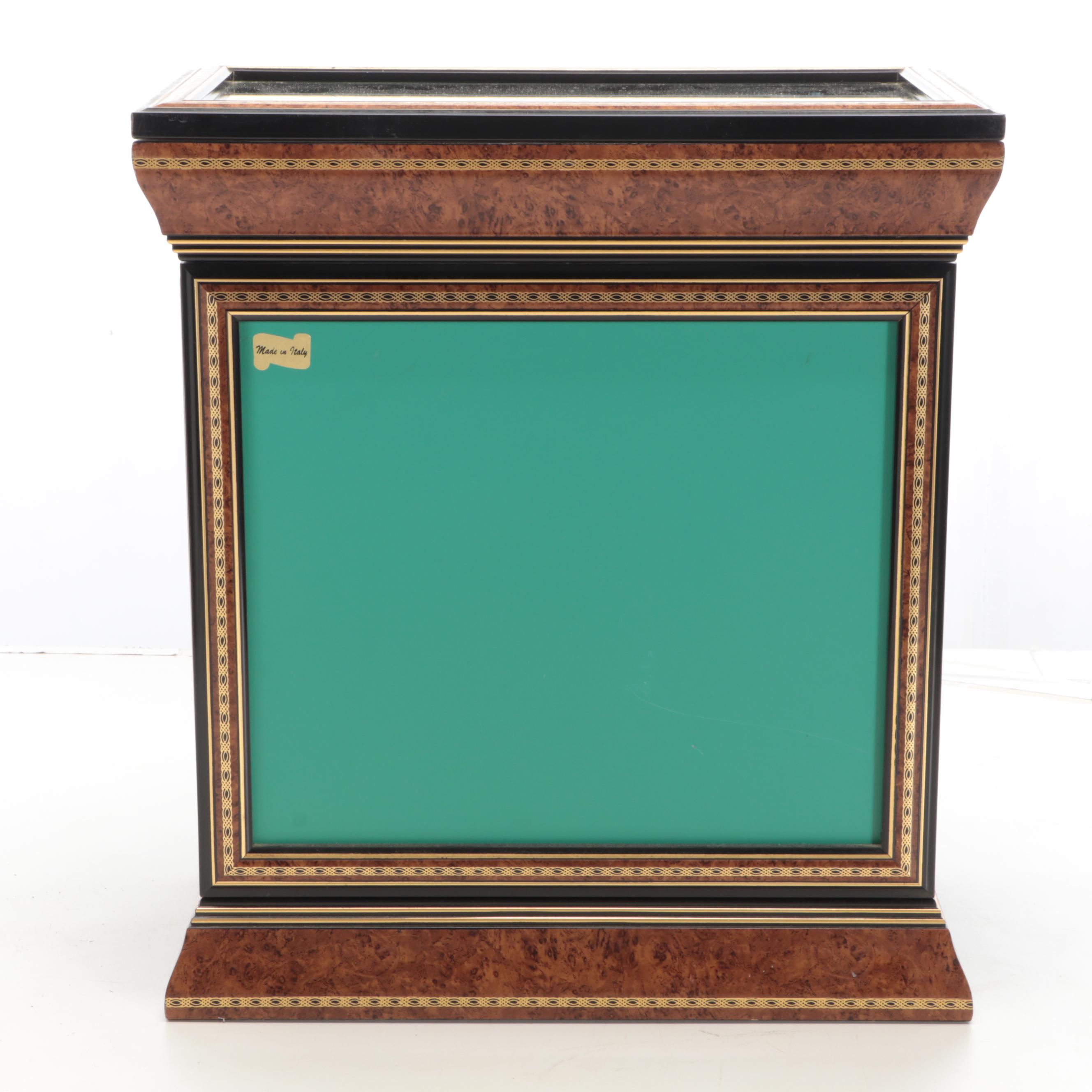 Italian Burl Wood Table Top Curio Cabinet