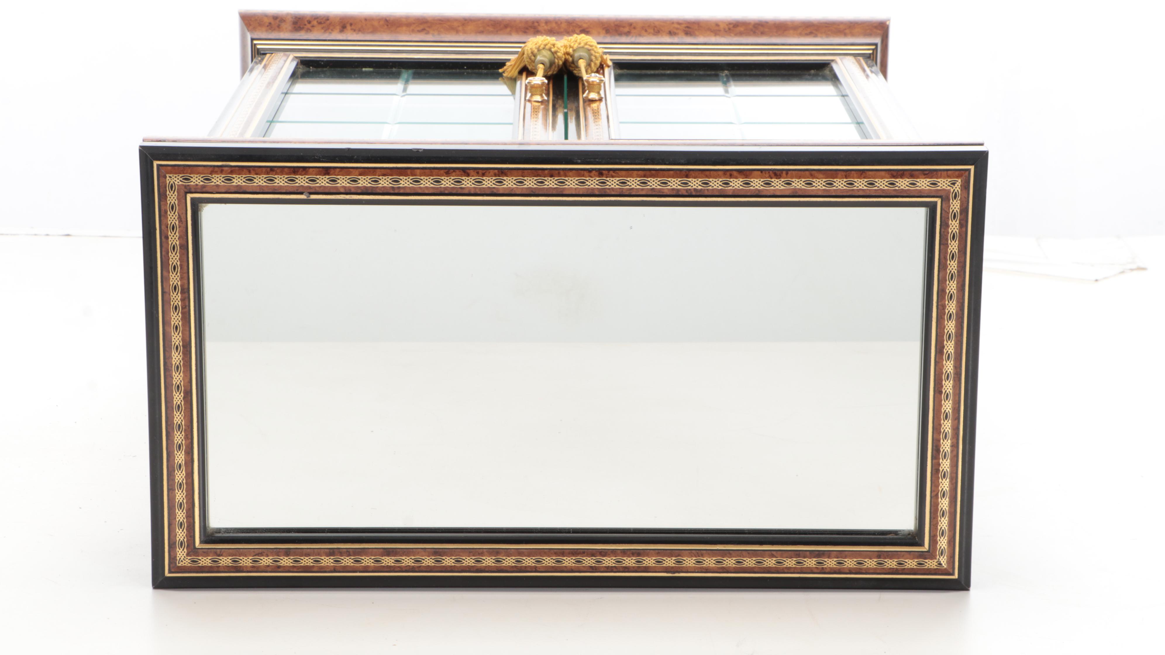 Italian Burl Wood Table Top Curio Cabinet