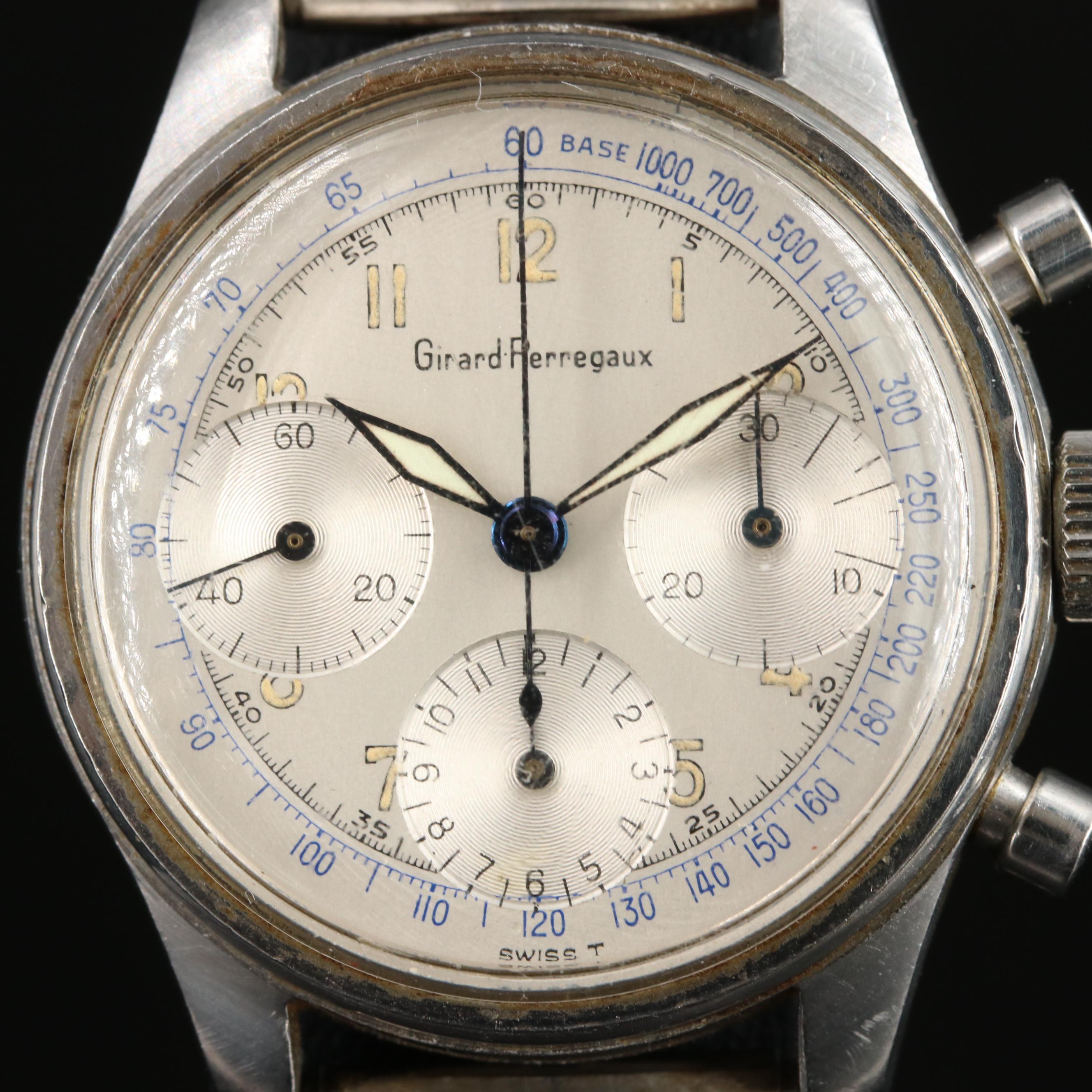 Girard Perregaux Stainless Steel Chronograph Valjoux 72 Watch