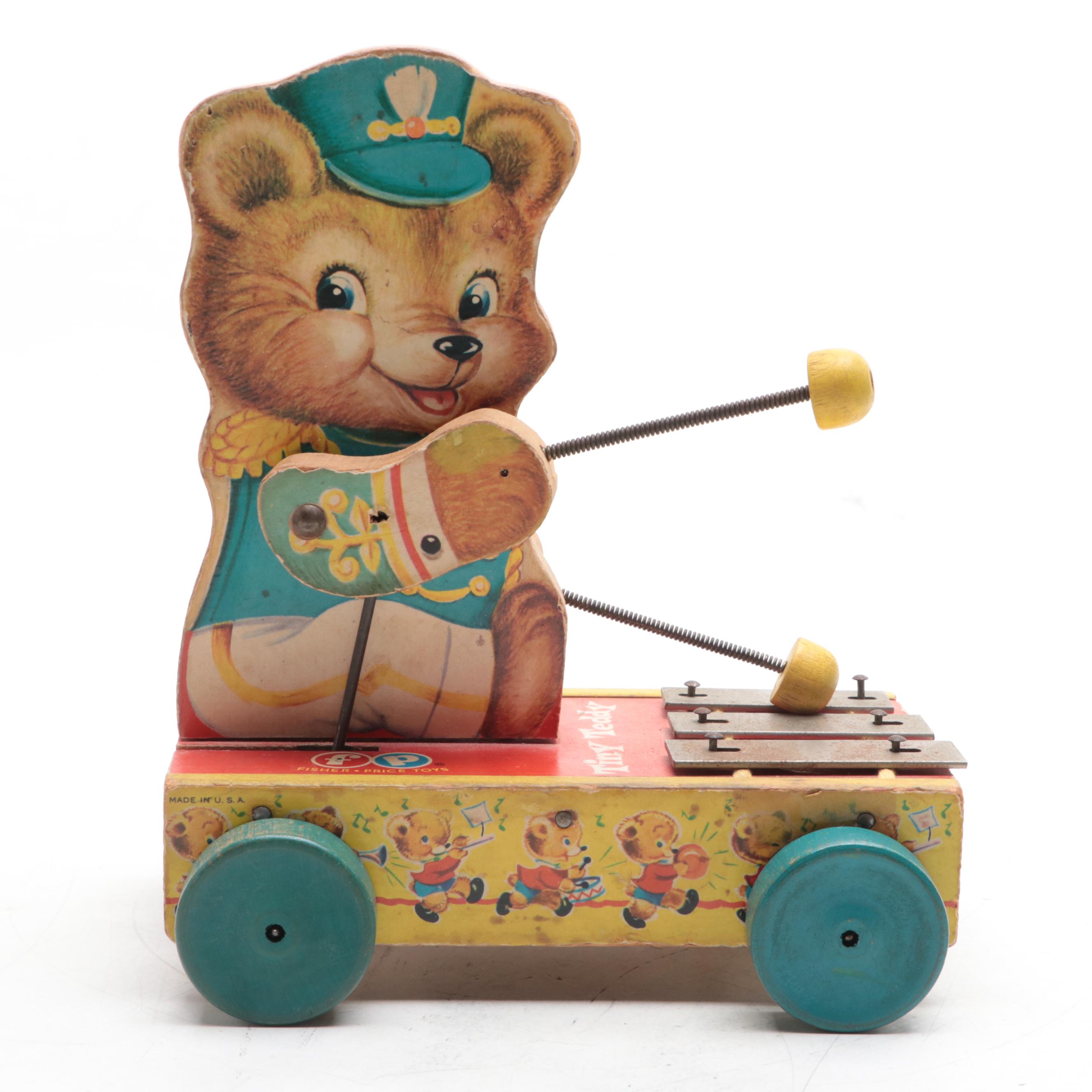 Fisher-Price Tiny Teddy Pull Toy with Raikes Bears Teddy Bear Doll