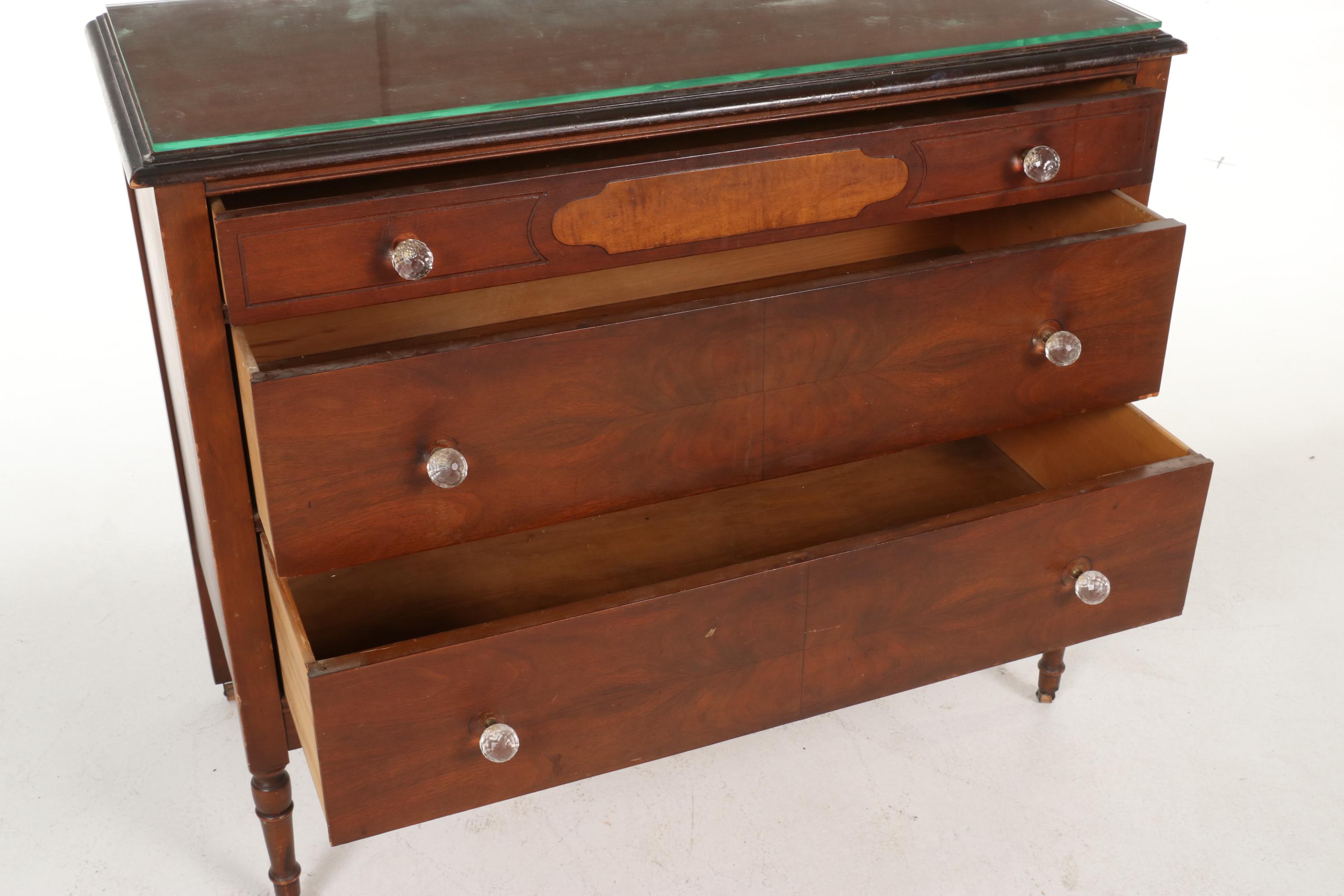 Three-Drawer Walnut Chest, Early 20th Century