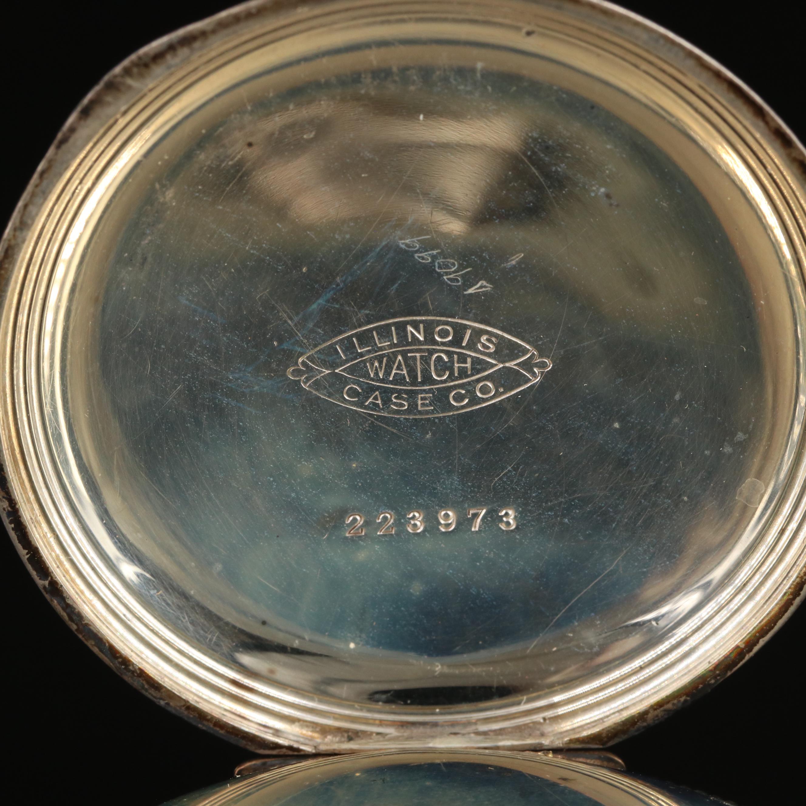 1927 Elgin Sterling Silver Ornate Hunting Case Pocket Watch