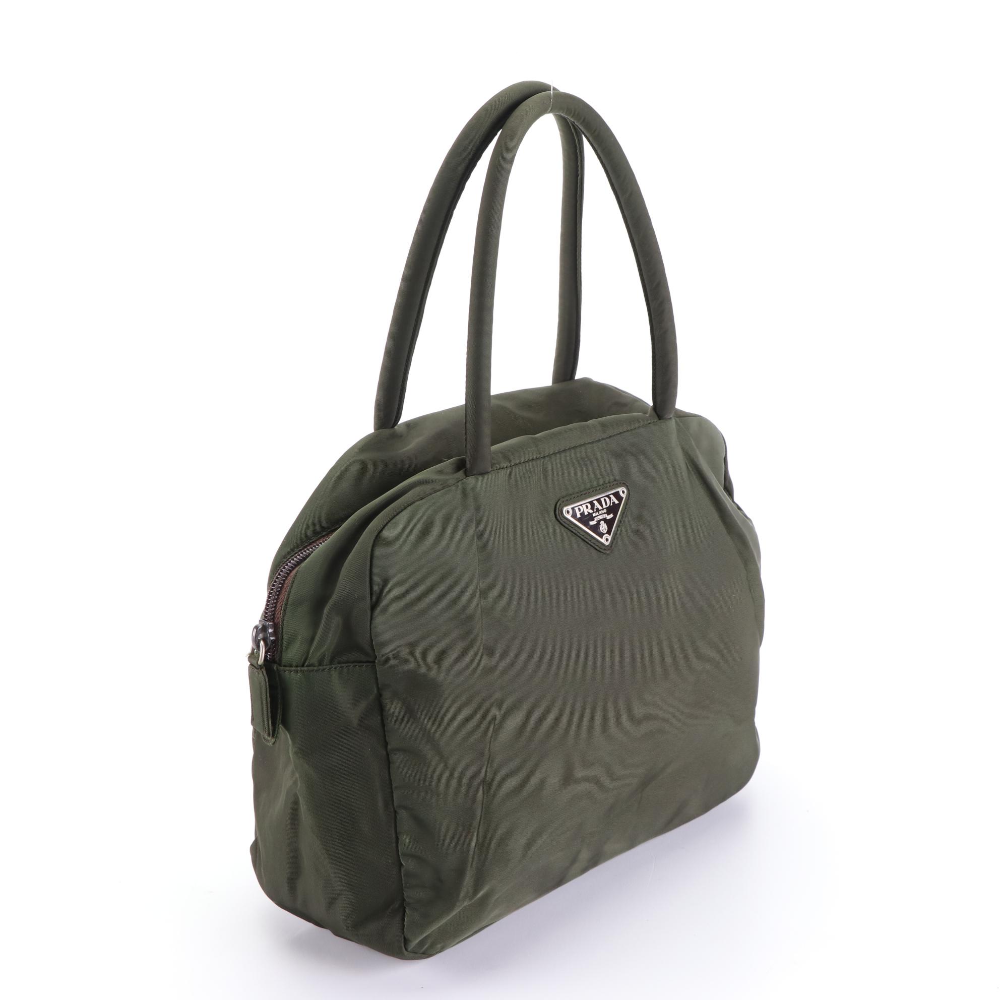 Prada Shoulder Bag in Dark Olive Tessuto Nylon