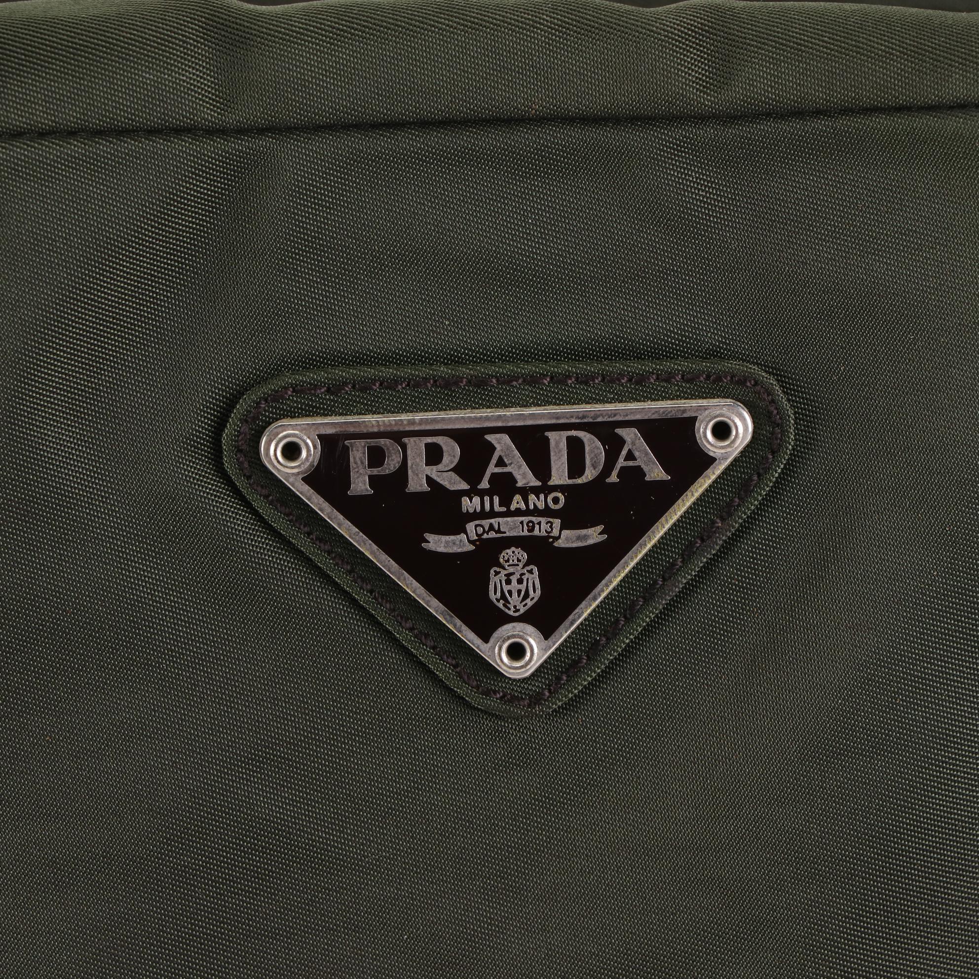 Prada Shoulder Bag in Dark Olive Tessuto Nylon