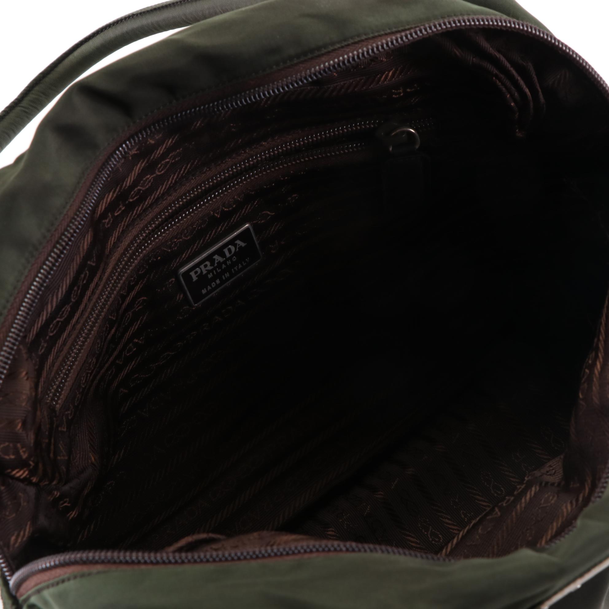 Prada Shoulder Bag in Dark Olive Tessuto Nylon