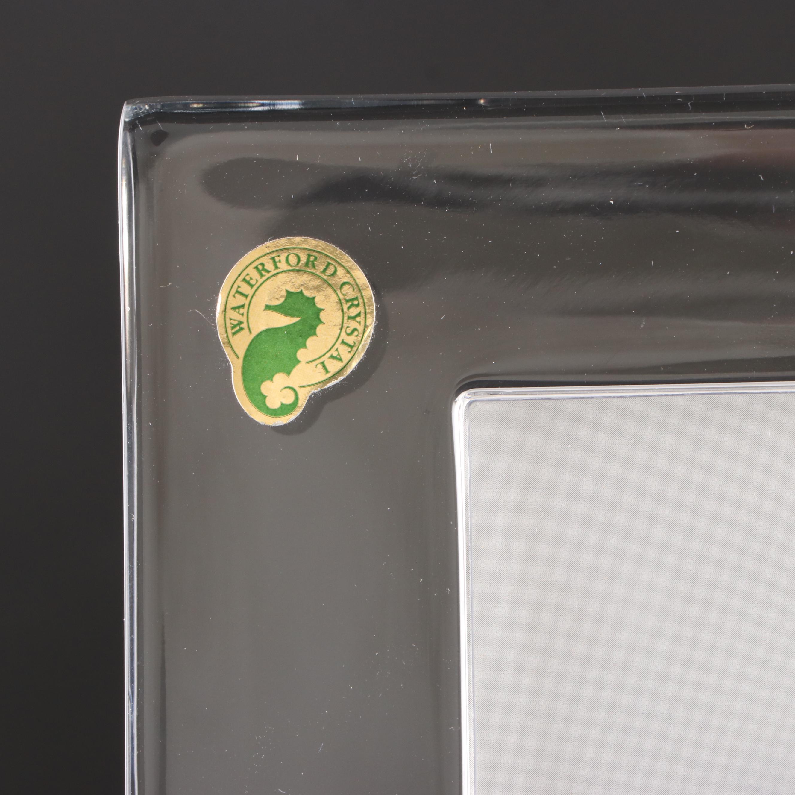 Waterford Crystal Angel and Football Player Figurines with Waterford Frame