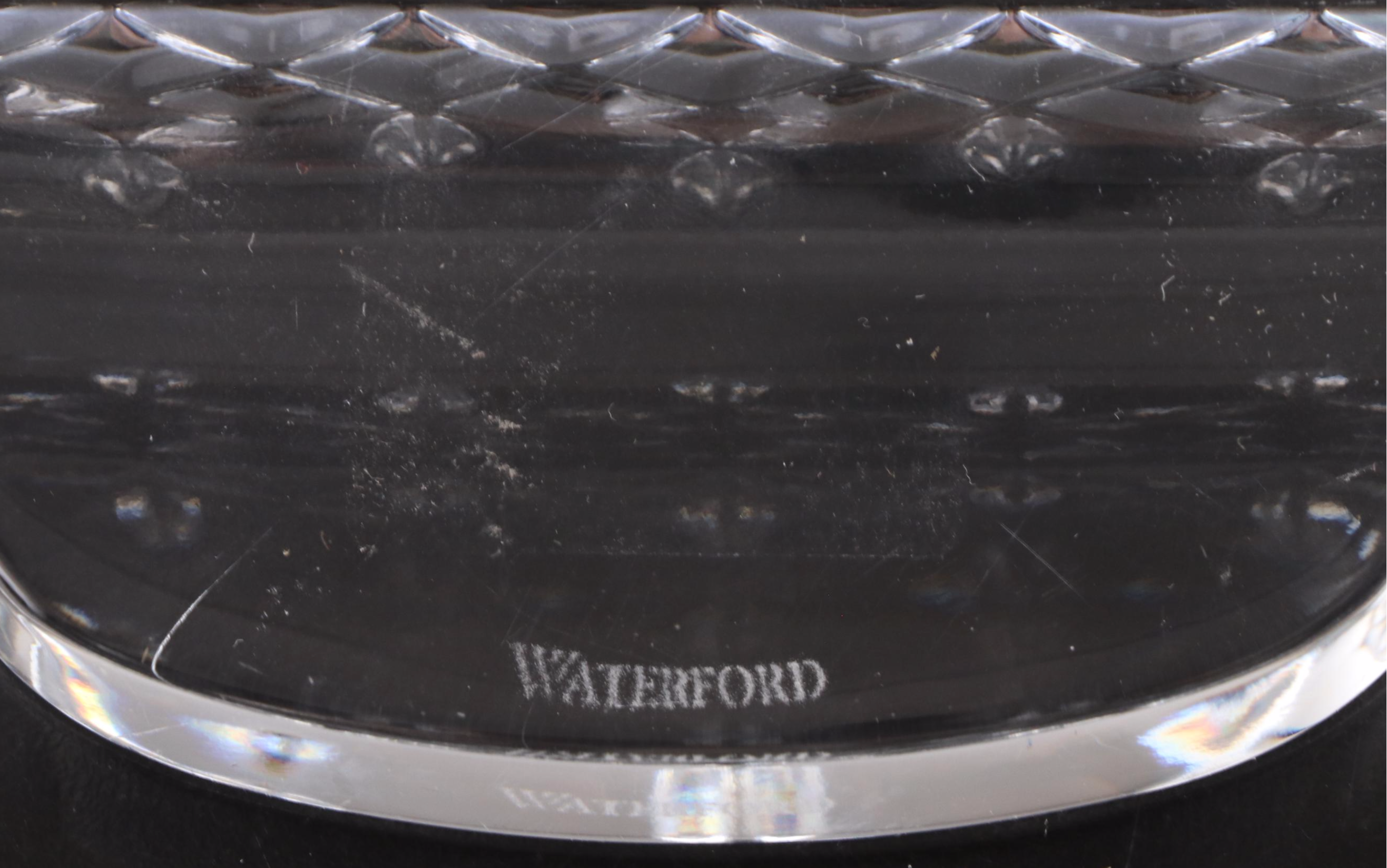 Waterford Crystal Angel and Football Player Figurines with Waterford Frame