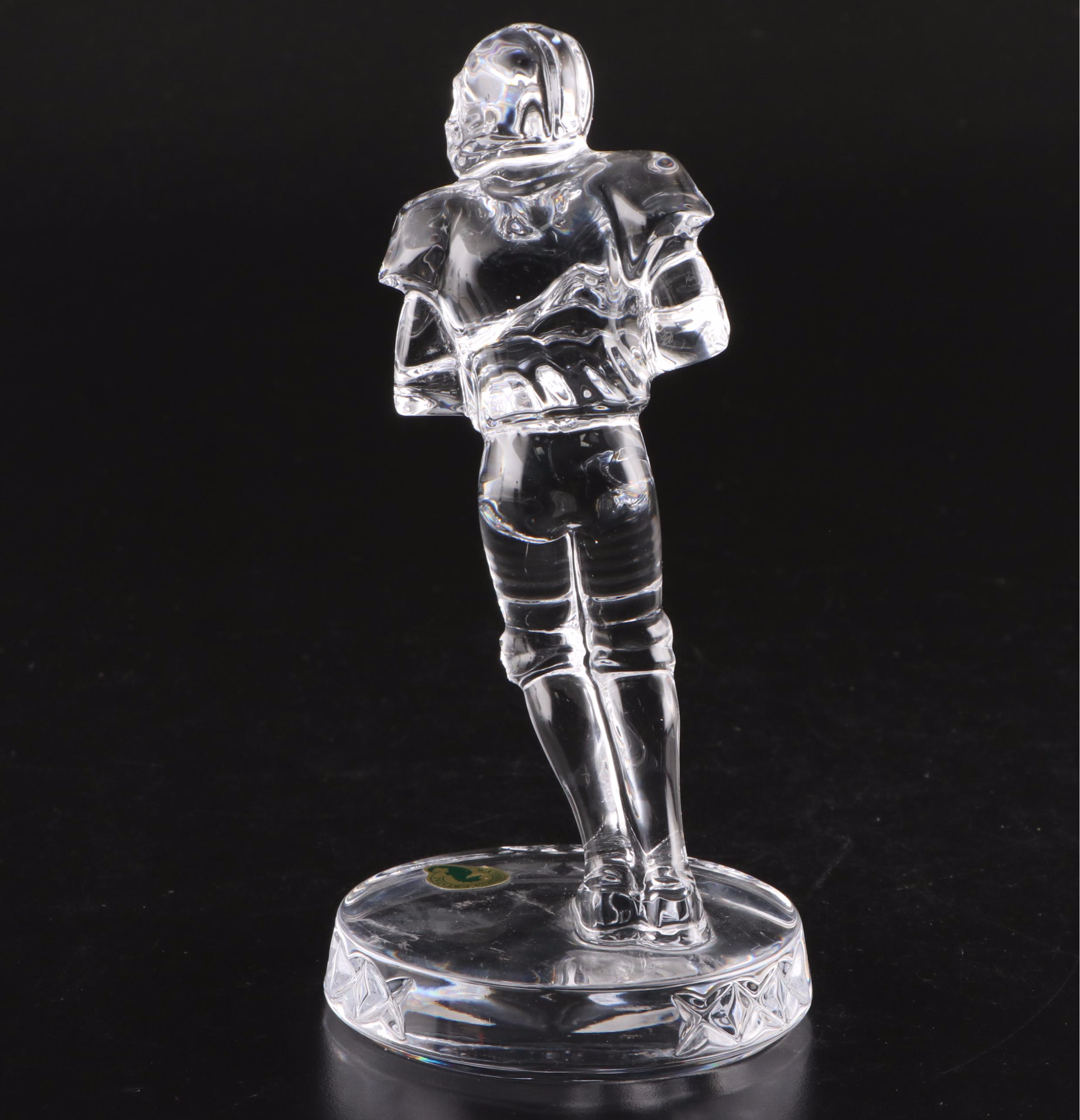 Waterford Crystal Angel and Football Player Figurines with Waterford Frame