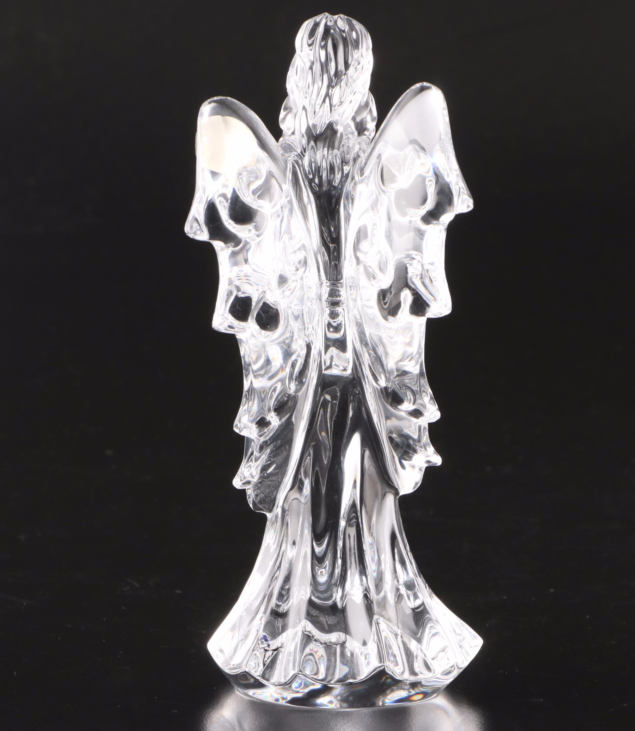 Waterford Crystal Angel and Football Player Figurines with Waterford Frame