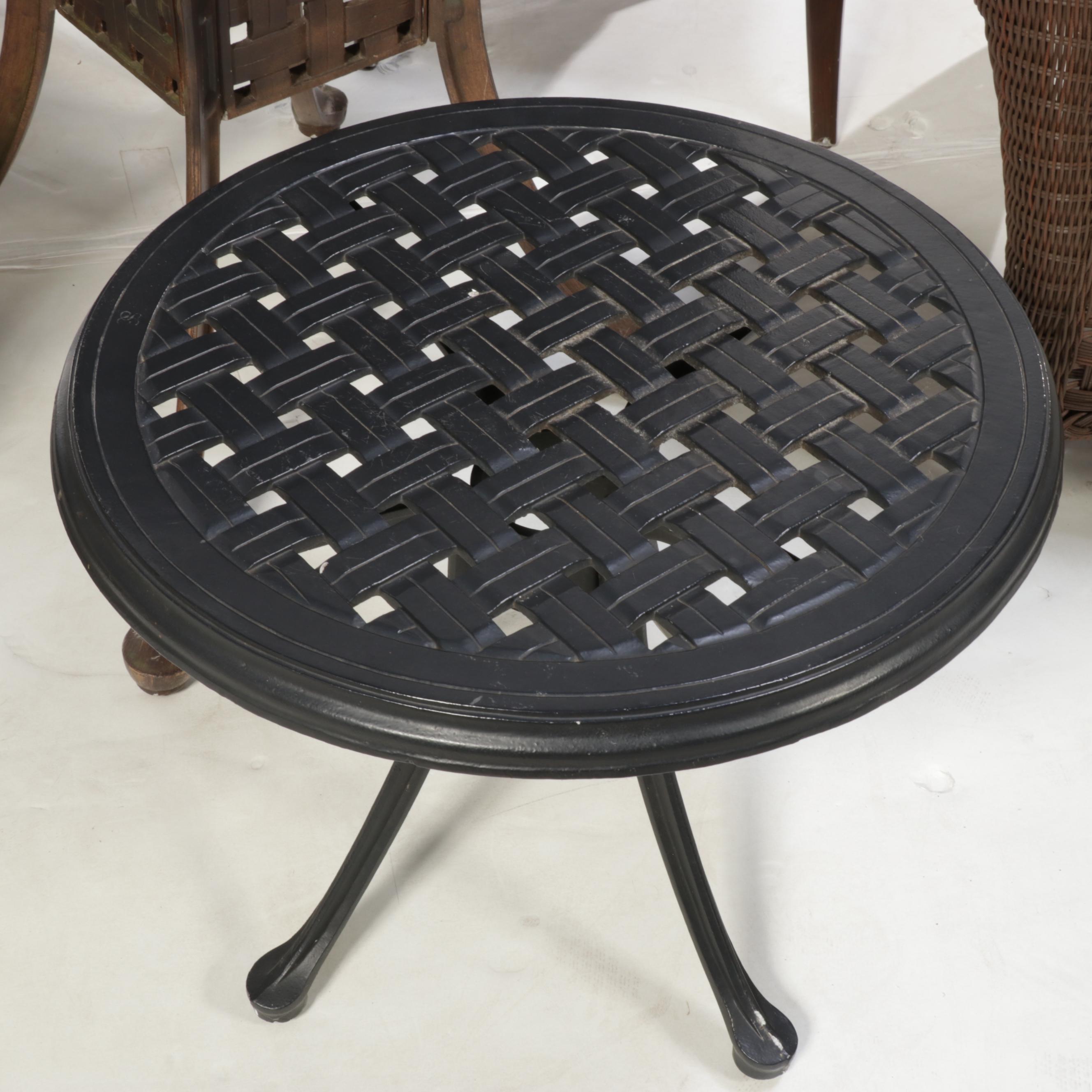 Summer Classics PE Rattan Patio Chairs with Two Cast Metal Accent Tables